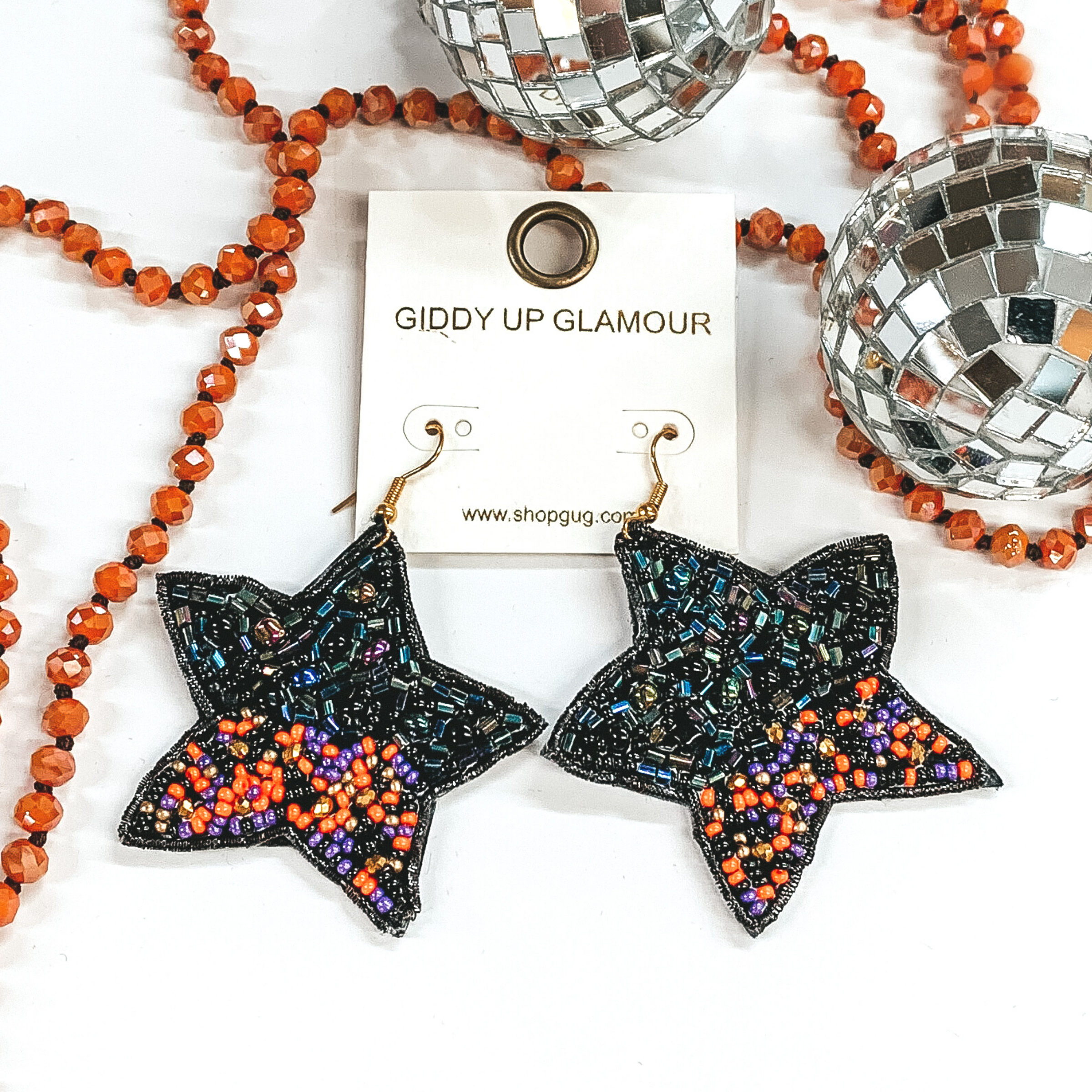 beaded spooky star earrings 