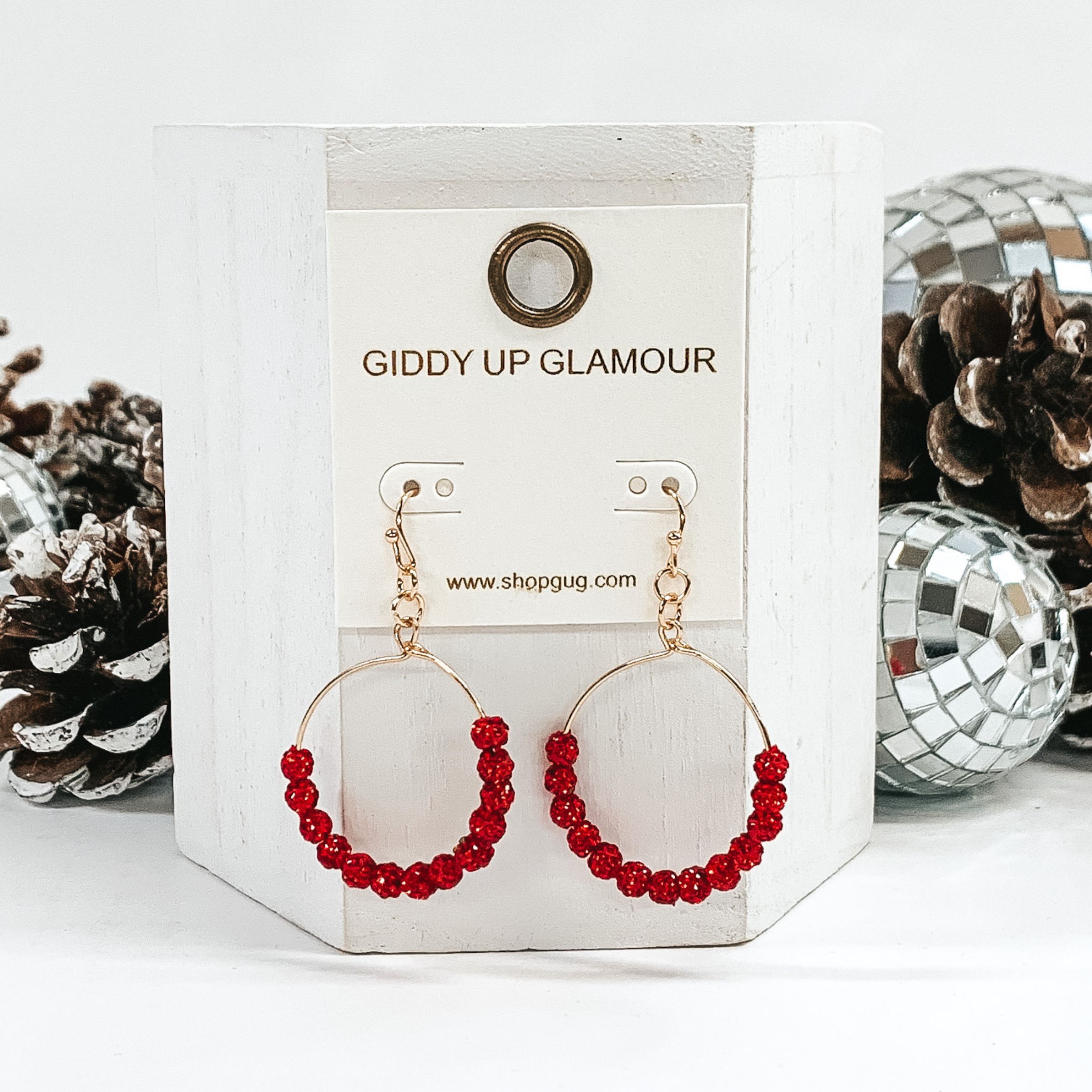 Elf Size Earrings in Sparkly Red - Giddy Up Glamour Boutique