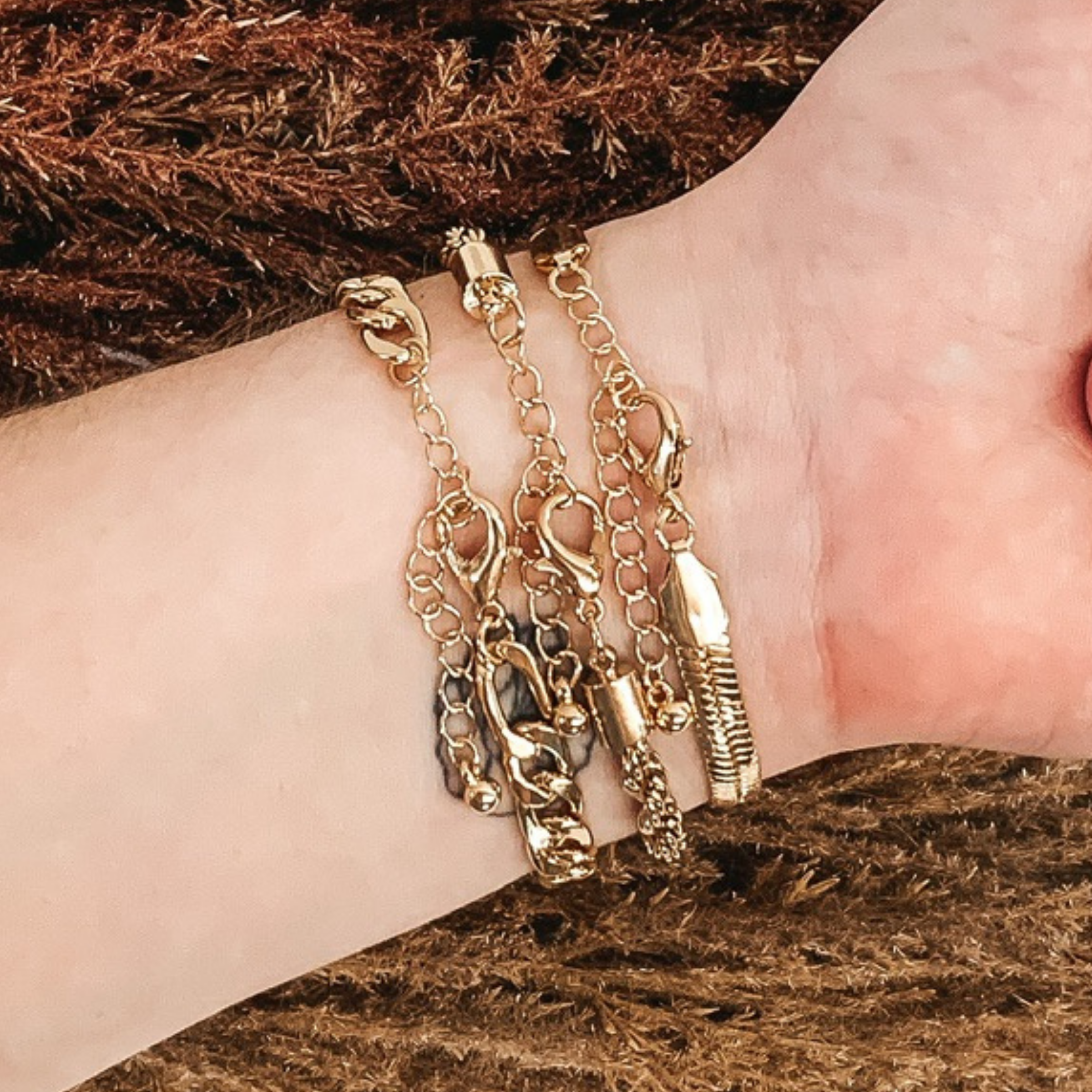 Hard to Resist Three Strand Multi Chain Bracelet in Gold - Giddy Up Glamour Boutique