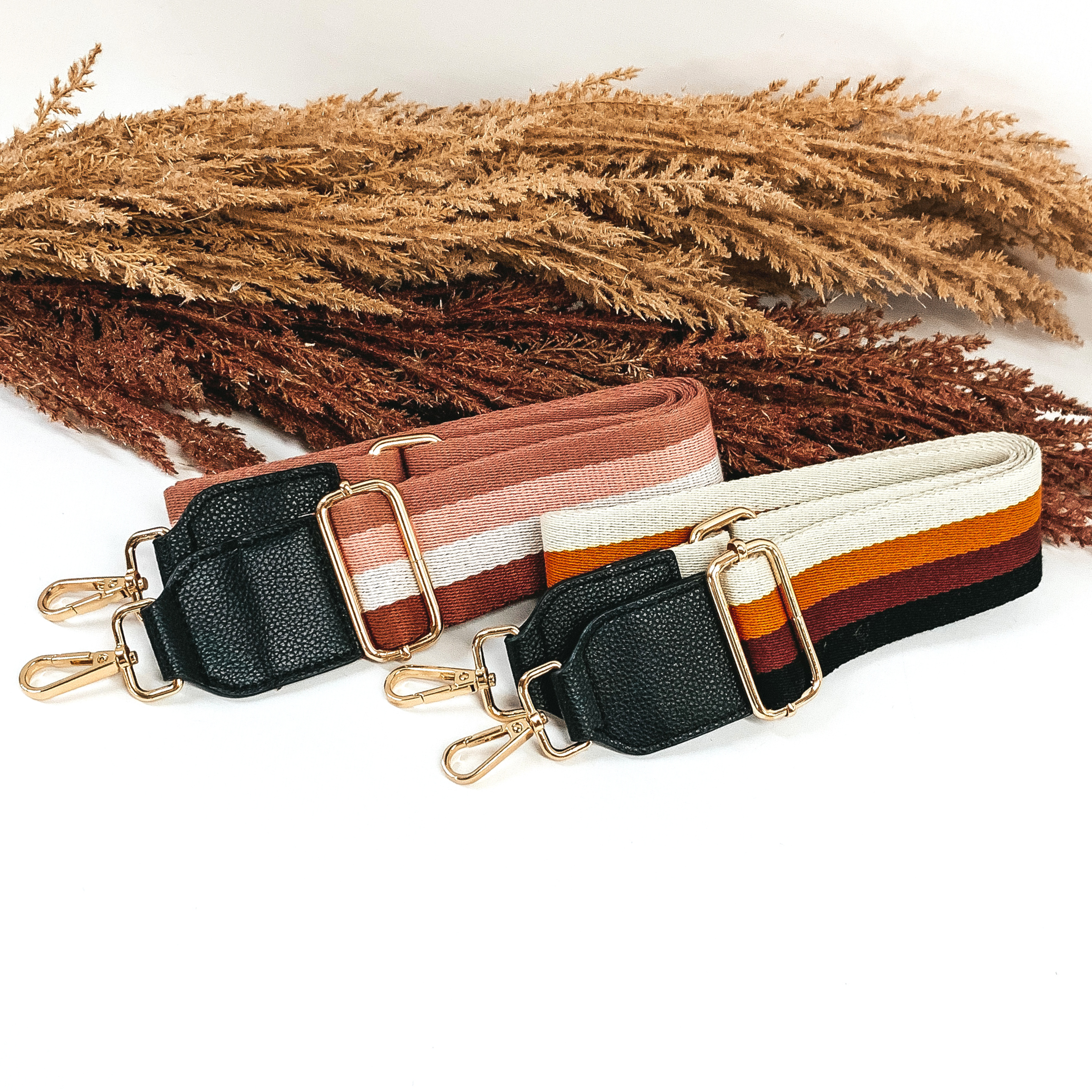 Multicolored Striped Adjustable Purse Strap in Dusty Pink Mix - Giddy Up Glamour Boutique