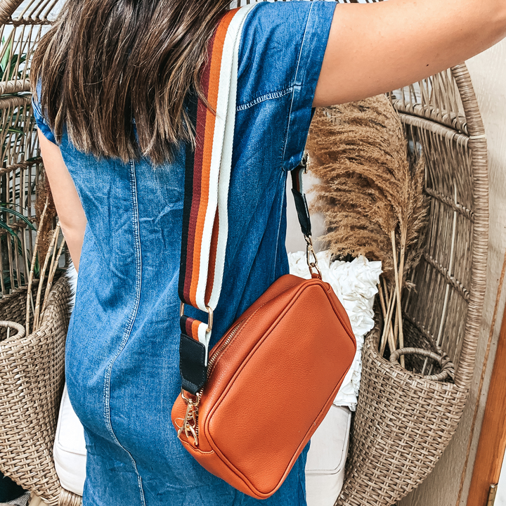 Multicolored Striped Adjustable Purse Strap in Khaki Mix - Giddy Up Glamour Boutique