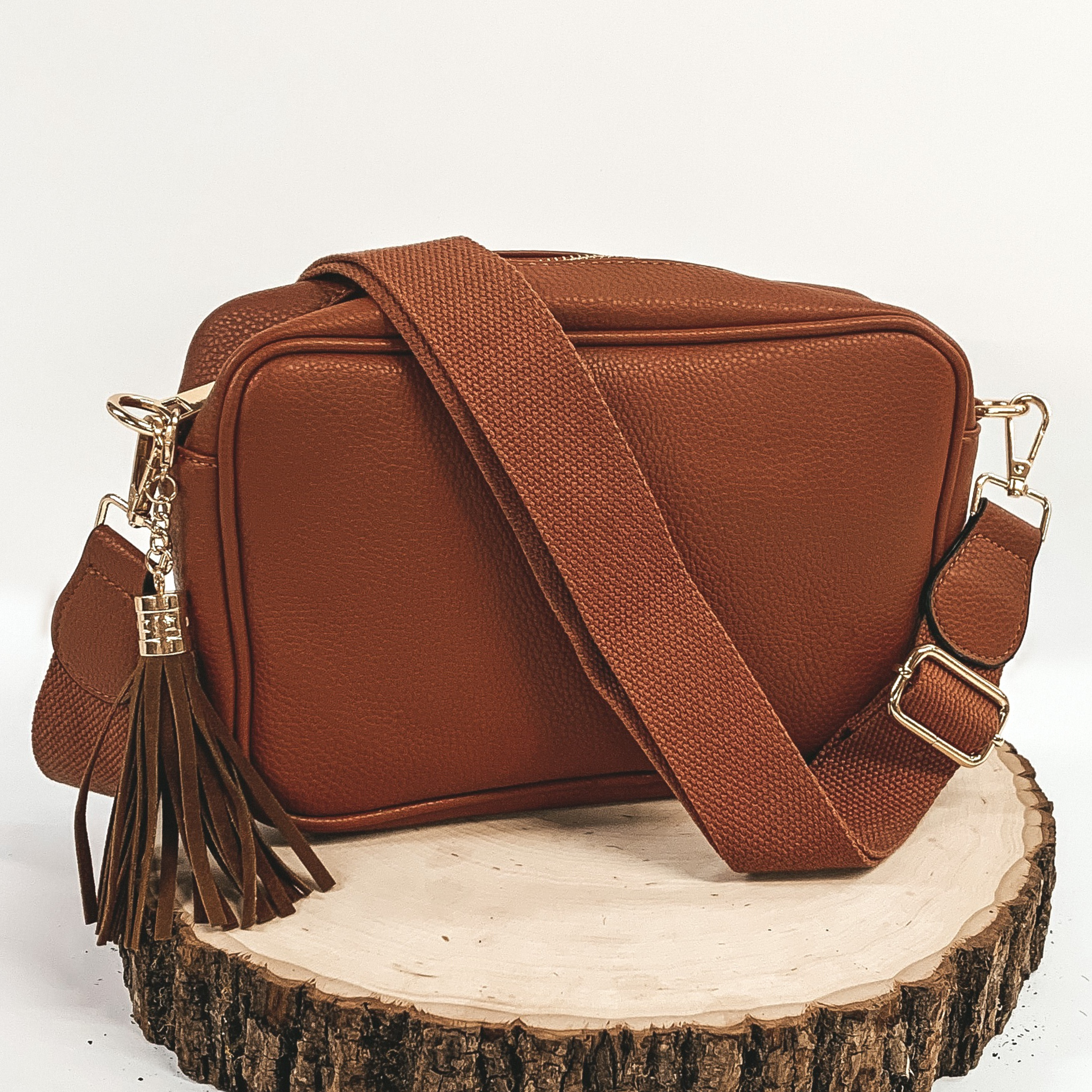 Lovin' Life Small Rectangle Crossbody Purse in Cinnamon Brown - Giddy Up Glamour Boutique