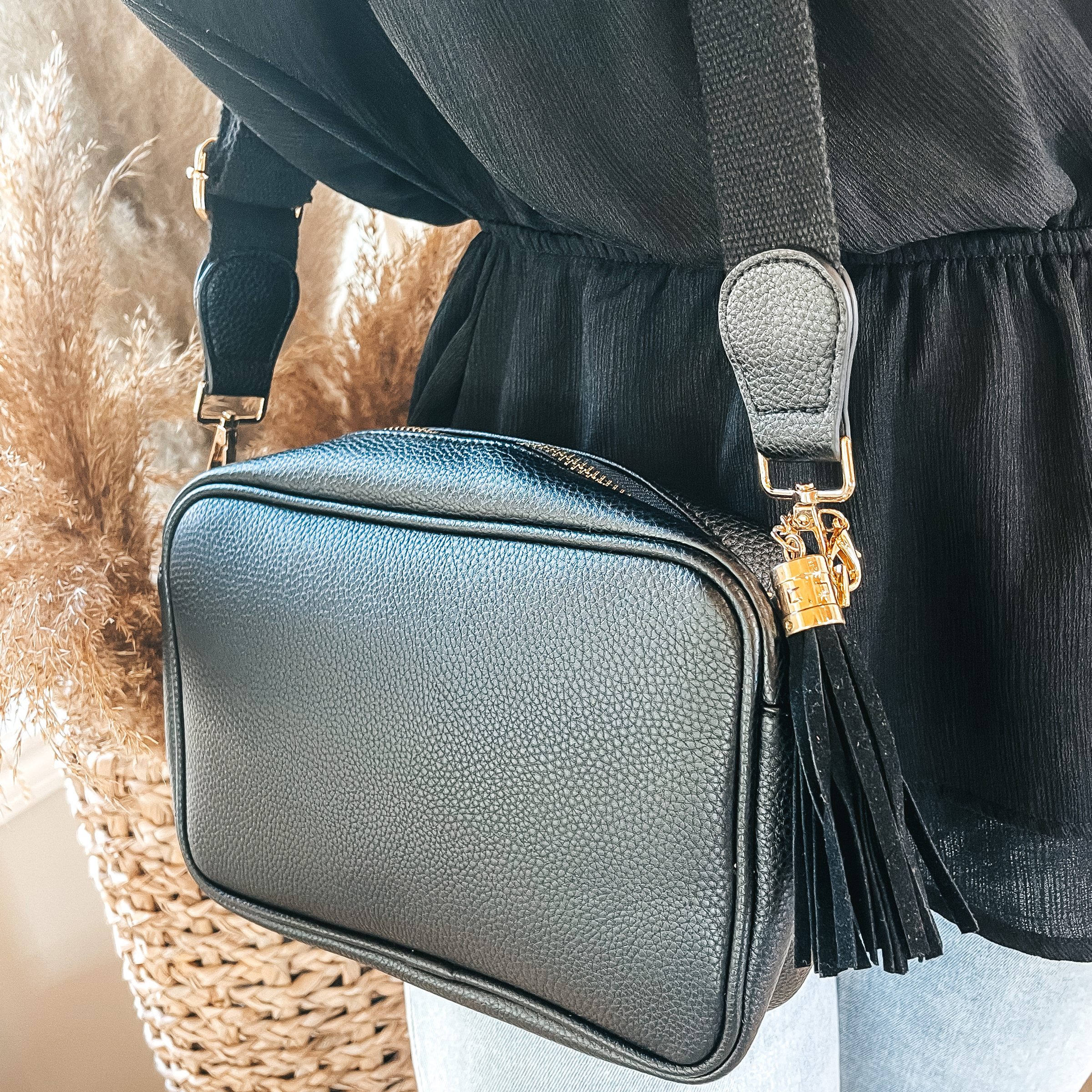 Lovin' Life Small Rectangle Crossbody Purse in Black - Giddy Up Glamour Boutique