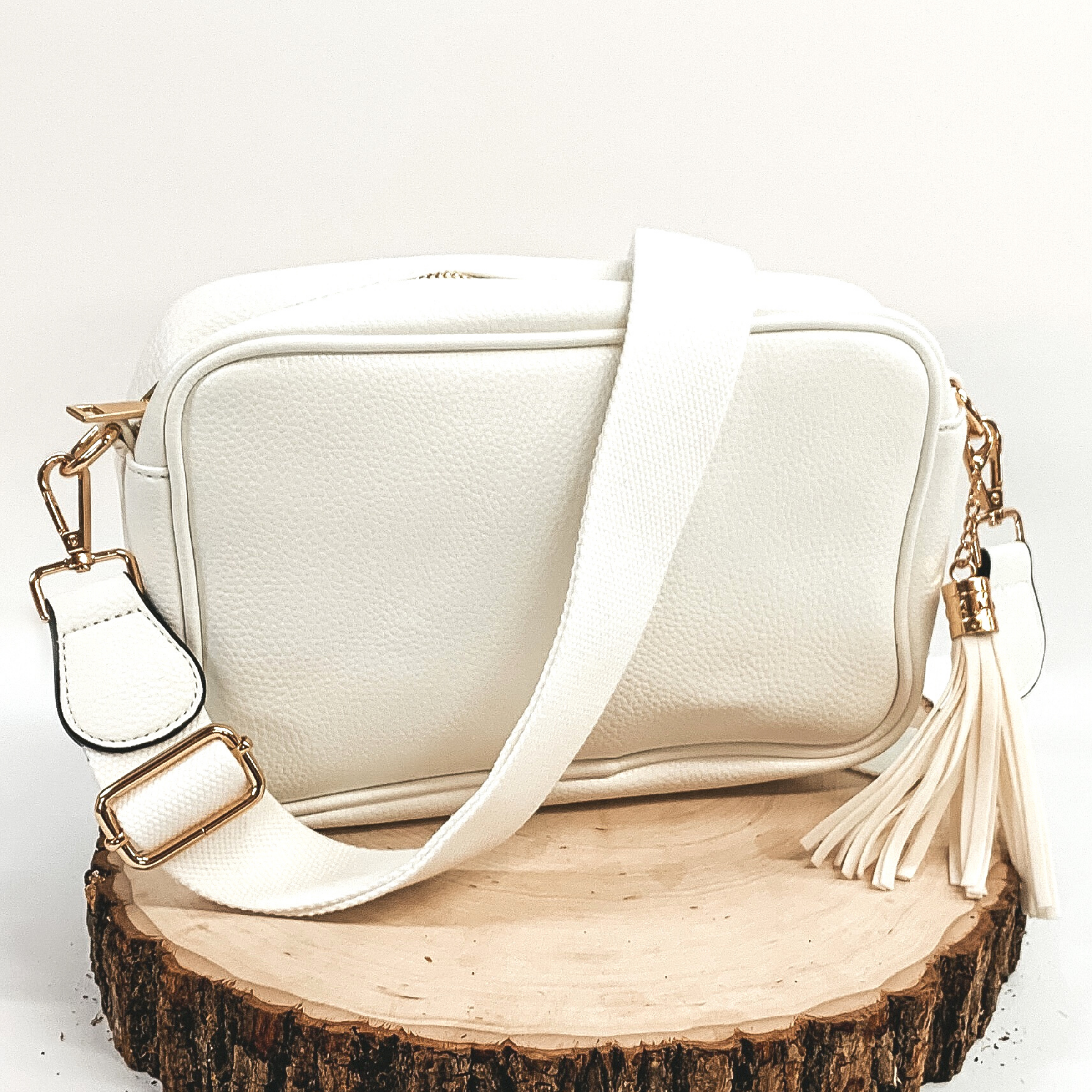 Lovin' Life Small Rectangle Crossbody Purse in White - Giddy Up Glamour Boutique