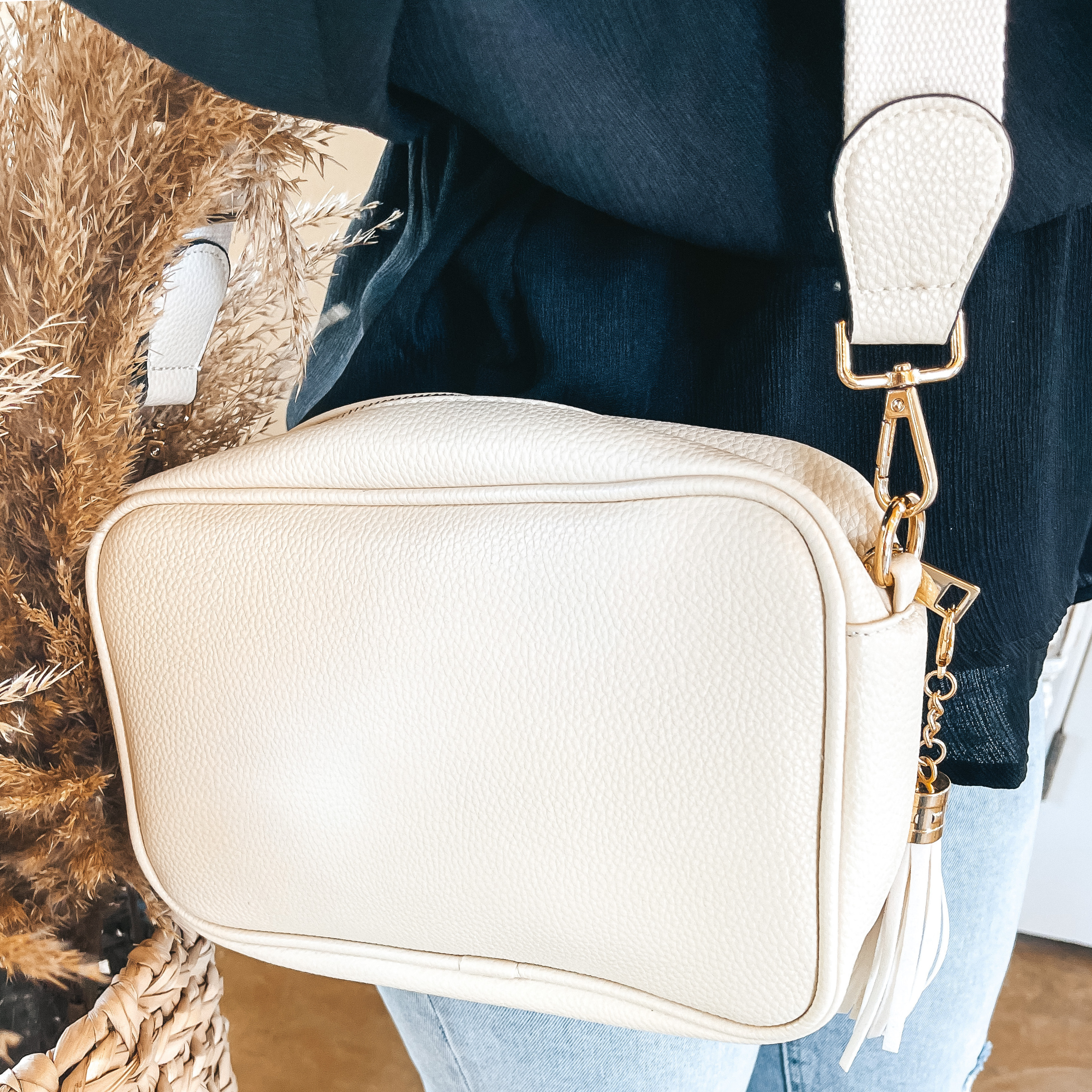 Lovin' Life Small Rectangle Crossbody Purse in Cream - Giddy Up Glamour Boutique