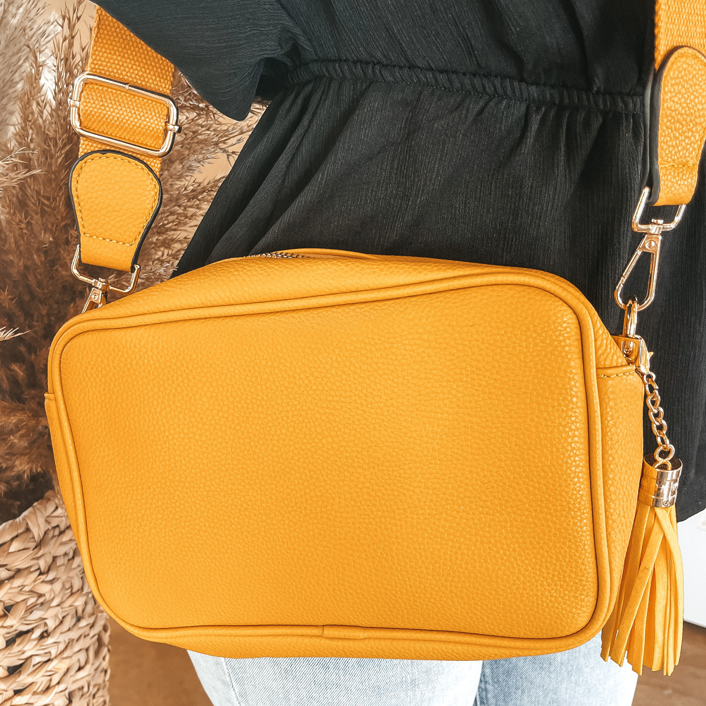 Lovin' Life Small Rectangle Crossbody Purse in Mustard - Giddy Up Glamour Boutique