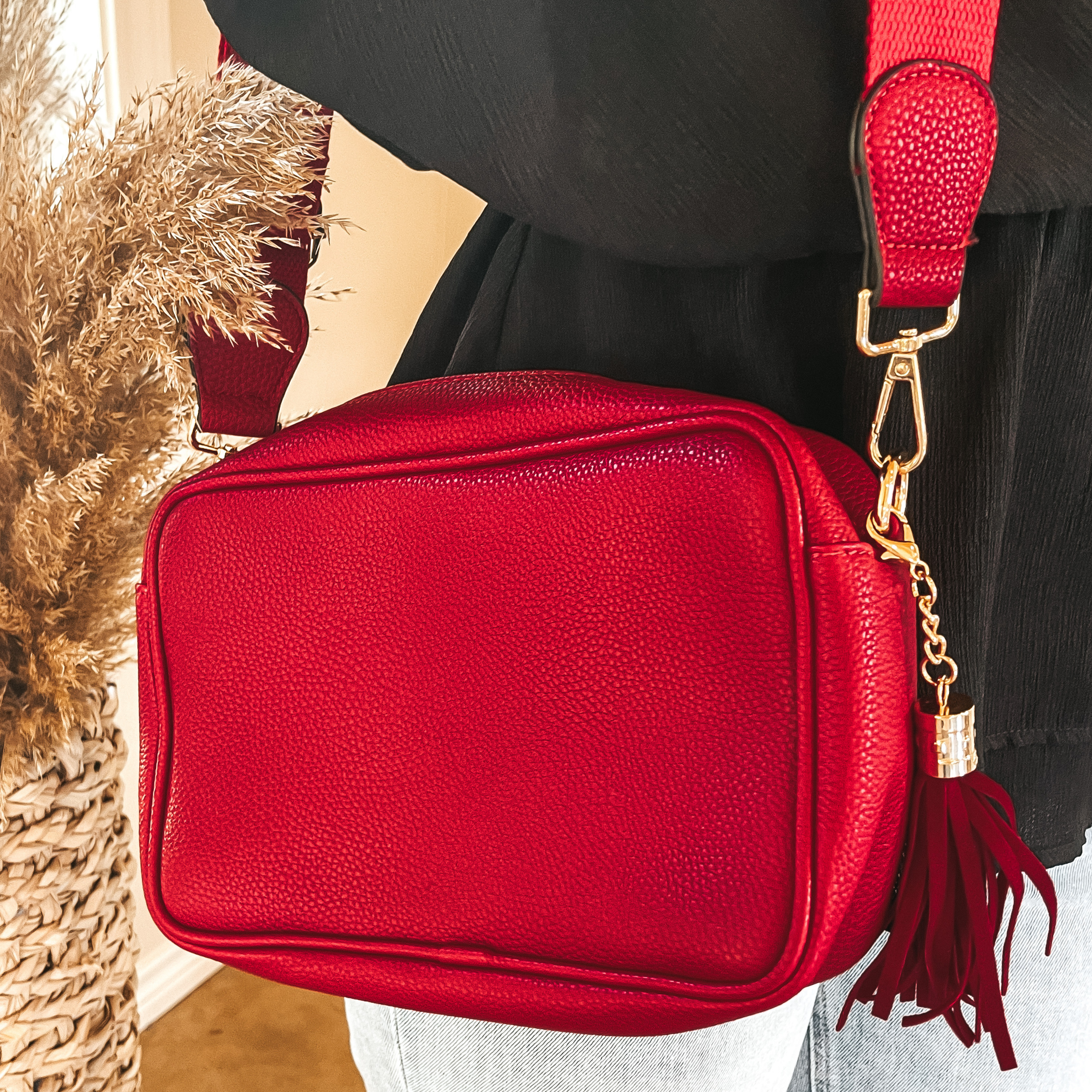 Lovin' Life Small Rectangle Crossbody Purse in Red - Giddy Up Glamour Boutique