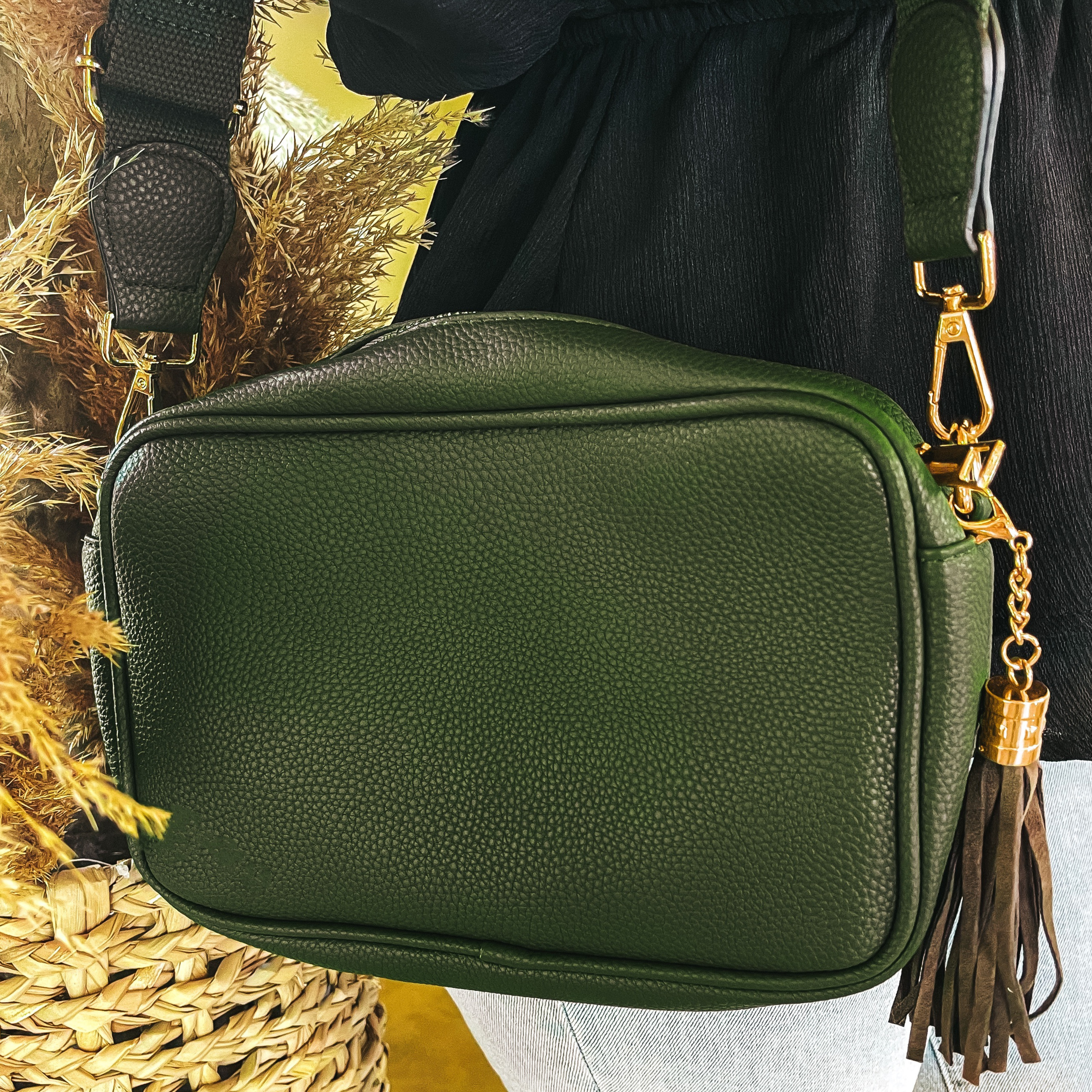 Lovin' Life Small Rectangle Crossbody Purse in Olive Green - Giddy Up Glamour Boutique