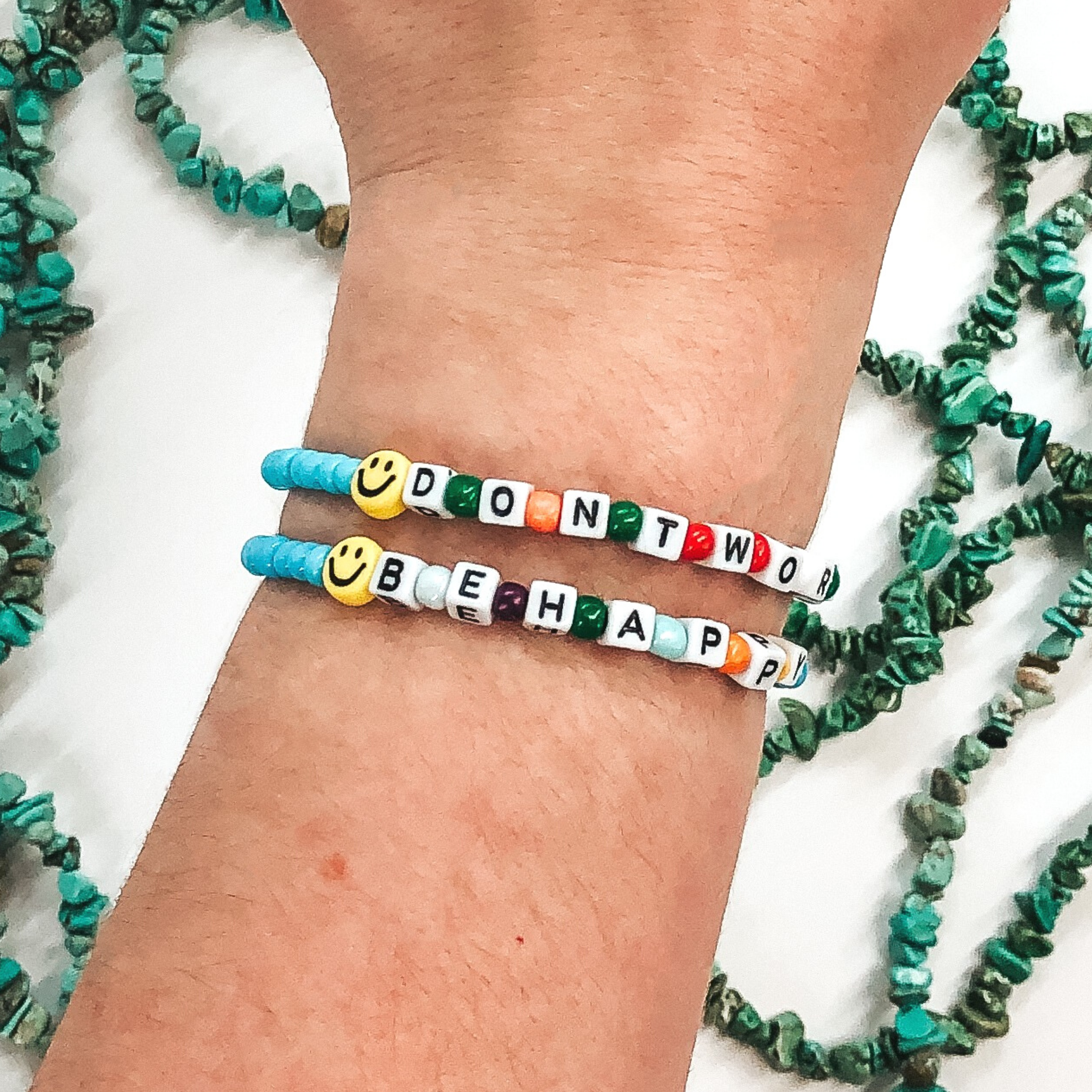 Happy State of Mind Beaded Bracelet Duo in Baby Blue - Giddy Up Glamour Boutique