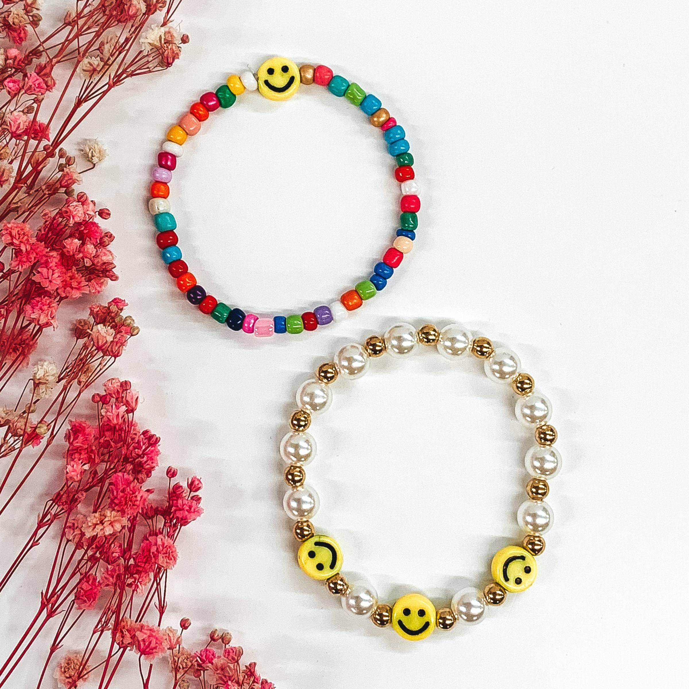 Make me Smile Beaded Bracelet Set in Multicolored - Giddy Up Glamour Boutique