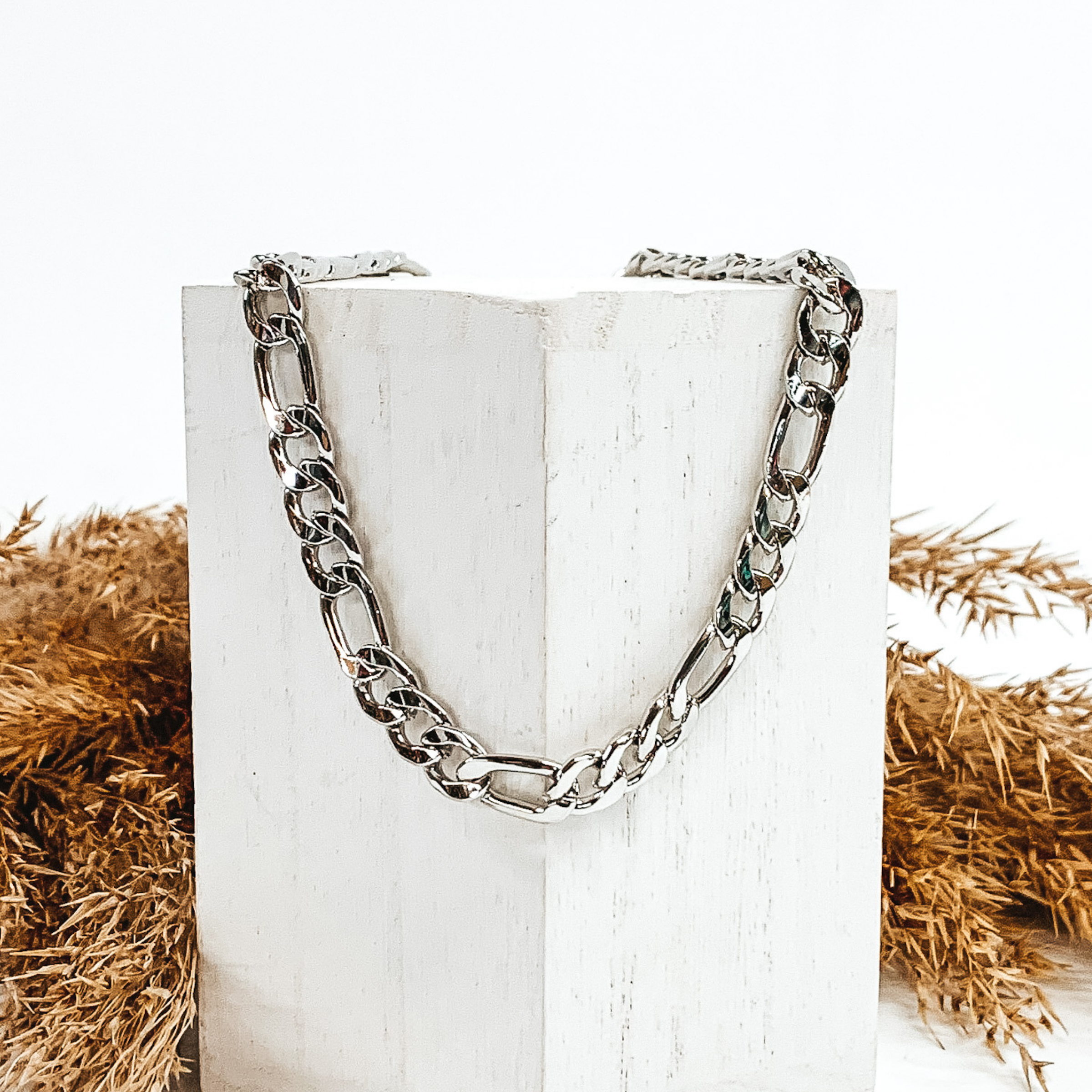 Simple Figaro Chain Necklace in Silver - Giddy Up Glamour Boutique