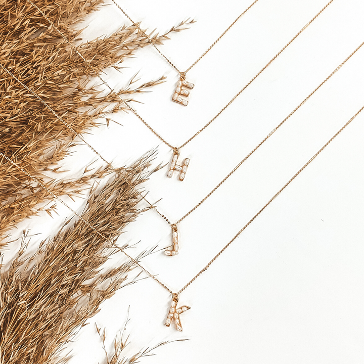 Pearl Initial Necklace in Gold - Giddy Up Glamour Boutique