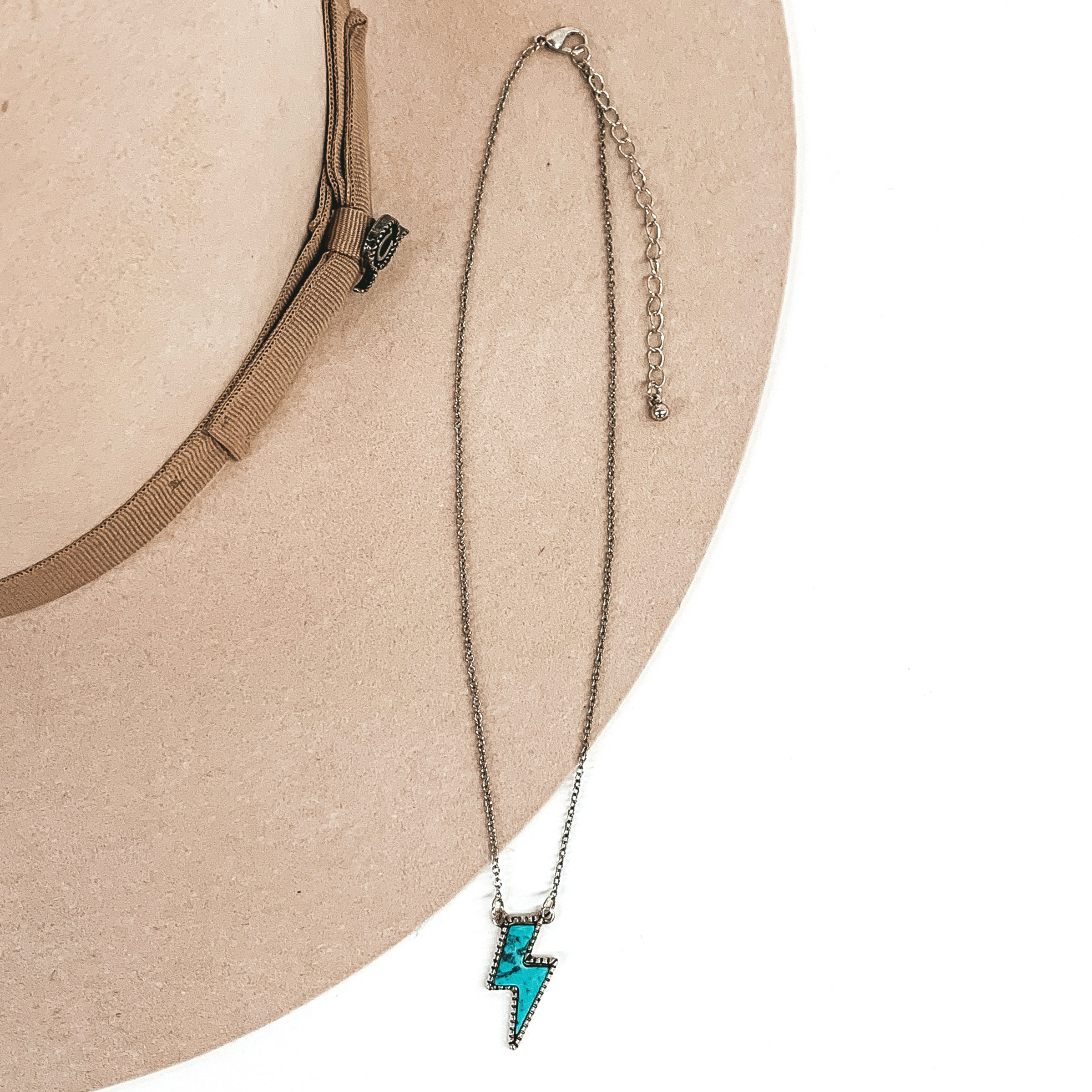 Lightning Bolt Stone Necklace in Turquoise - Giddy Up Glamour Boutique