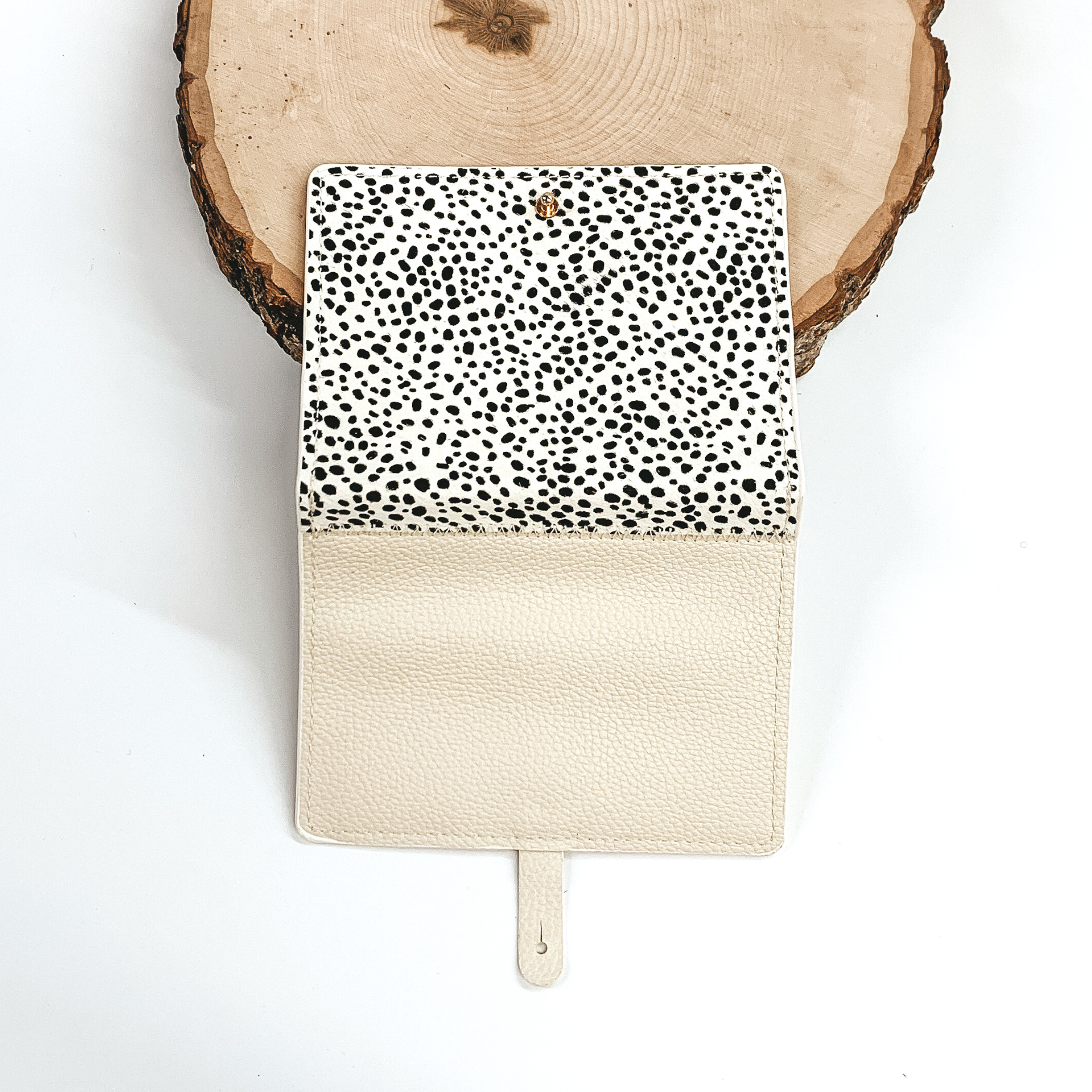 Dotted Print Passport Wallet in Ivory - Giddy Up Glamour Boutique