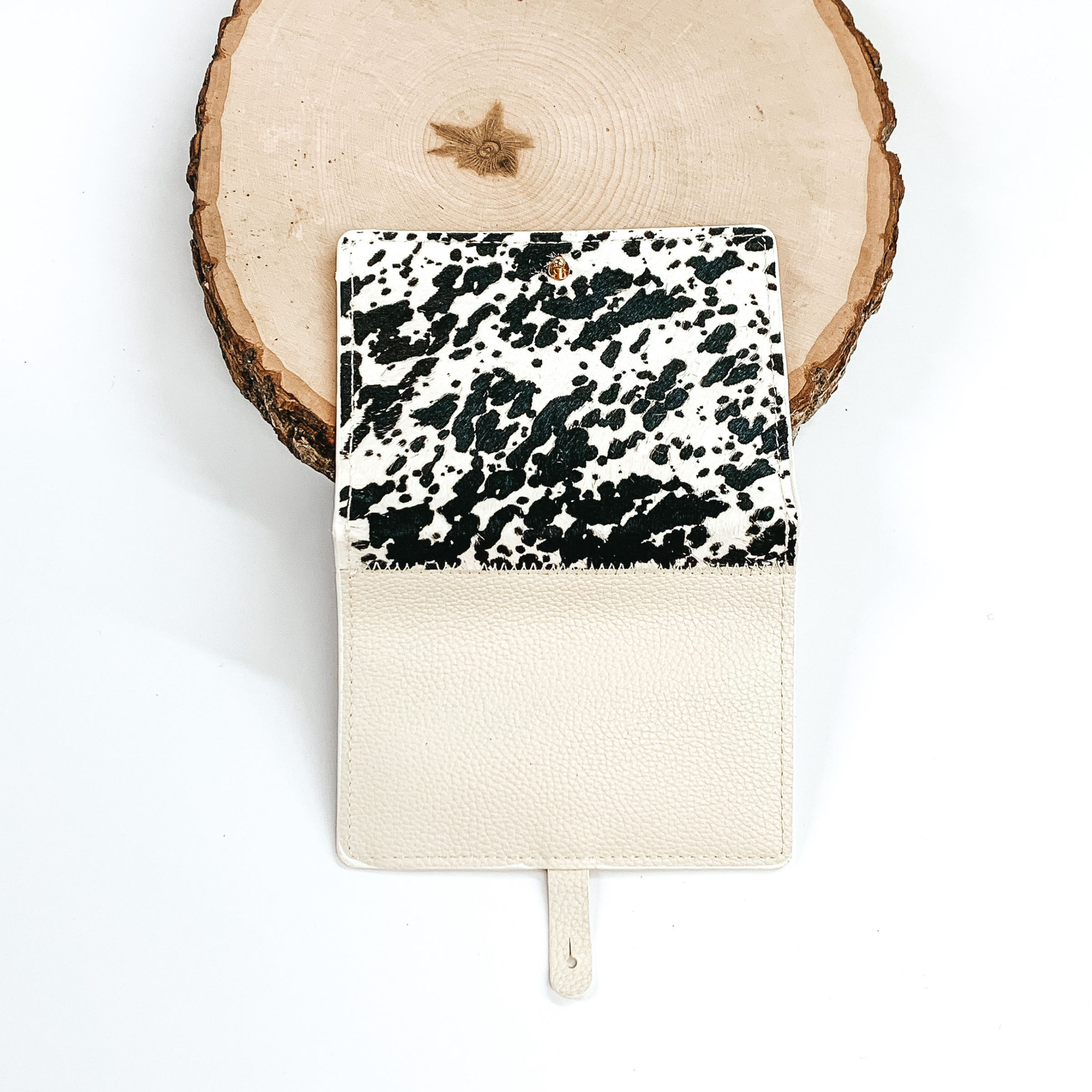 Cow Print Passport Wallet in Ivory - Giddy Up Glamour Boutique