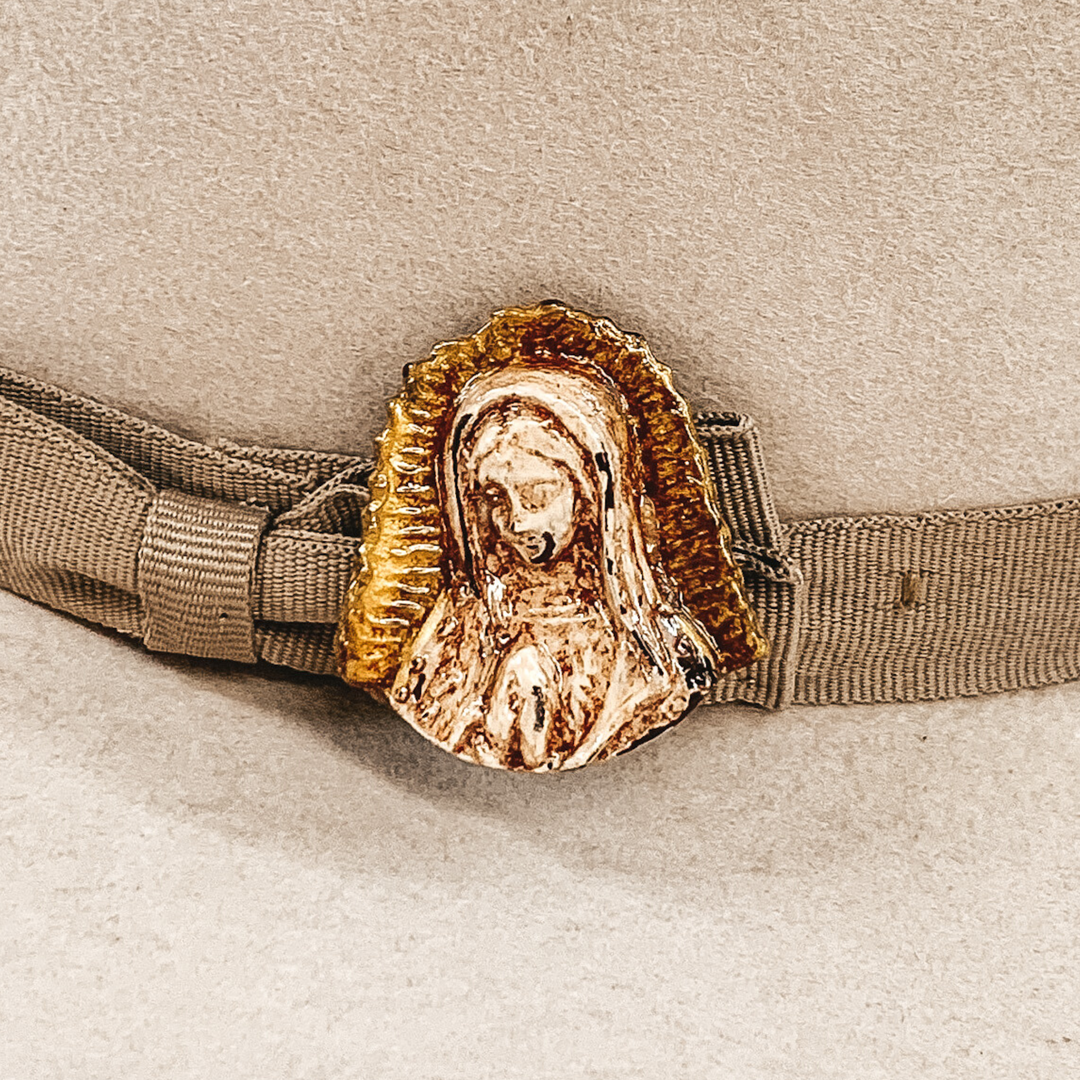 Lady of Guadalupe Clay Hat Pin in Ivory - Giddy Up Glamour Boutique