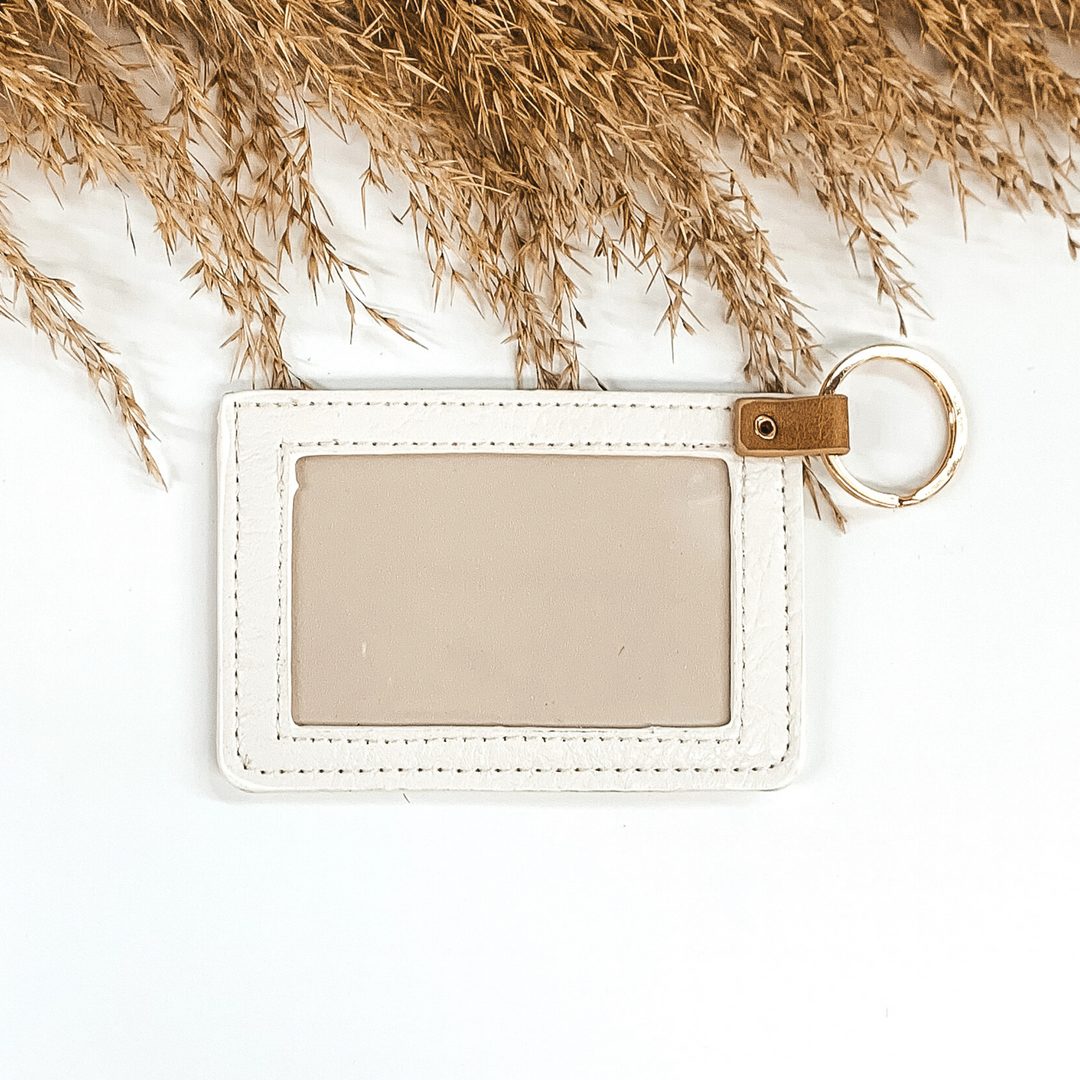 Chic Travels Heart ID and Card Holder Keychain in Ivory - Giddy Up Glamour Boutique