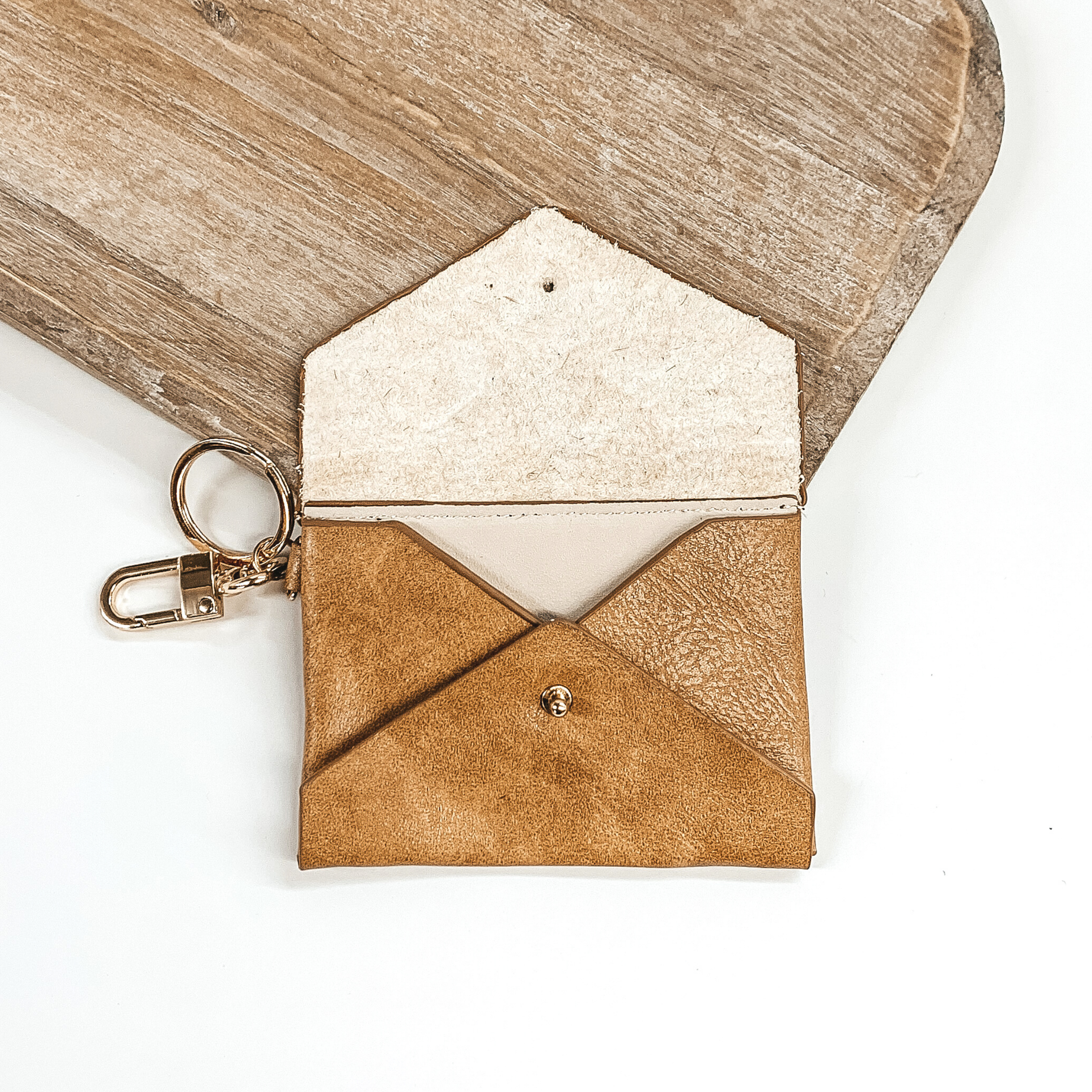 Genuine Leather Key Chain Wallet in Tan - Giddy Up Glamour Boutique