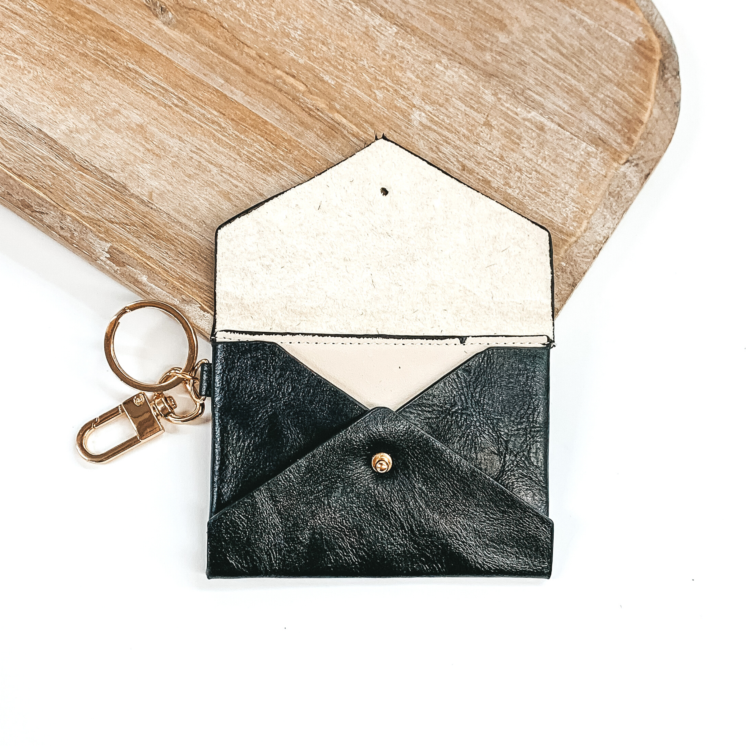 Genuine Leather Key Chain Wallet in Black - Giddy Up Glamour Boutique