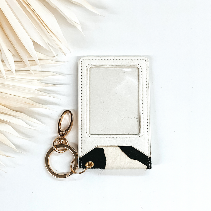 Subtle Luxuries Key Chain Cow Print Wallet in White - Giddy Up Glamour Boutique