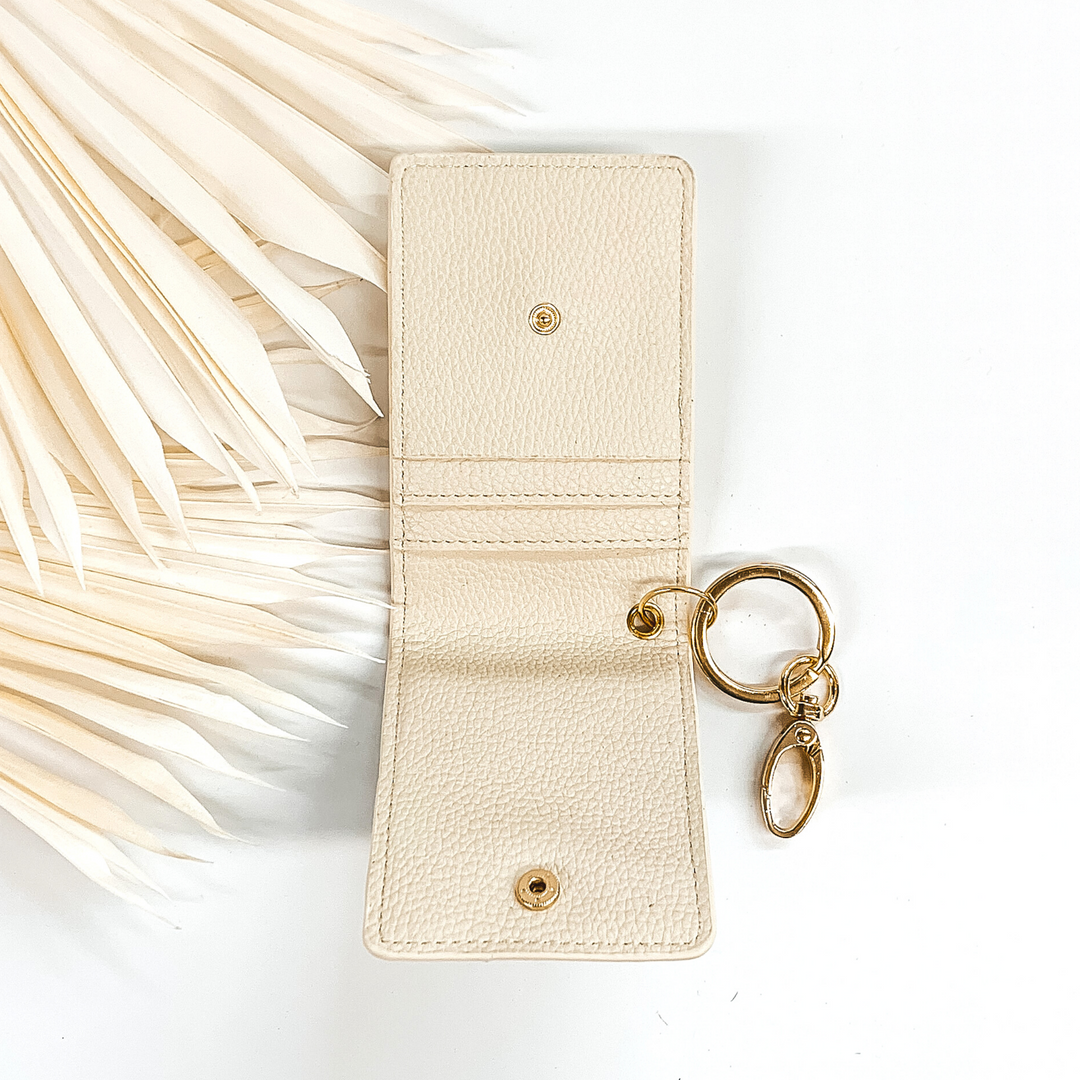 Subtle Luxuries Key Chain Dotted Print Wallet in Ivory - Giddy Up Glamour Boutique