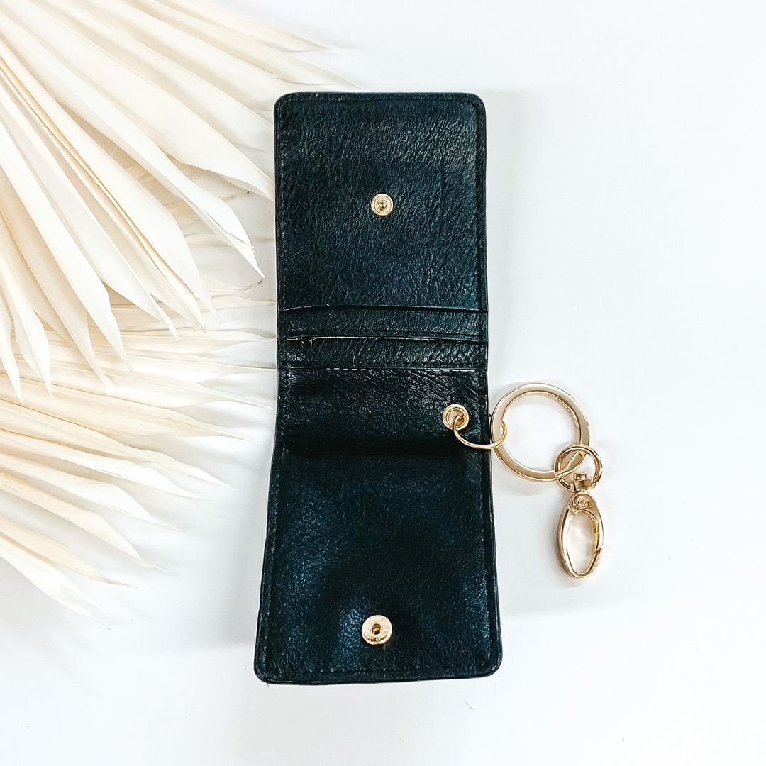 Subtle Luxuries Key Chain Dotted Print Wallet in Black - Giddy Up Glamour Boutique