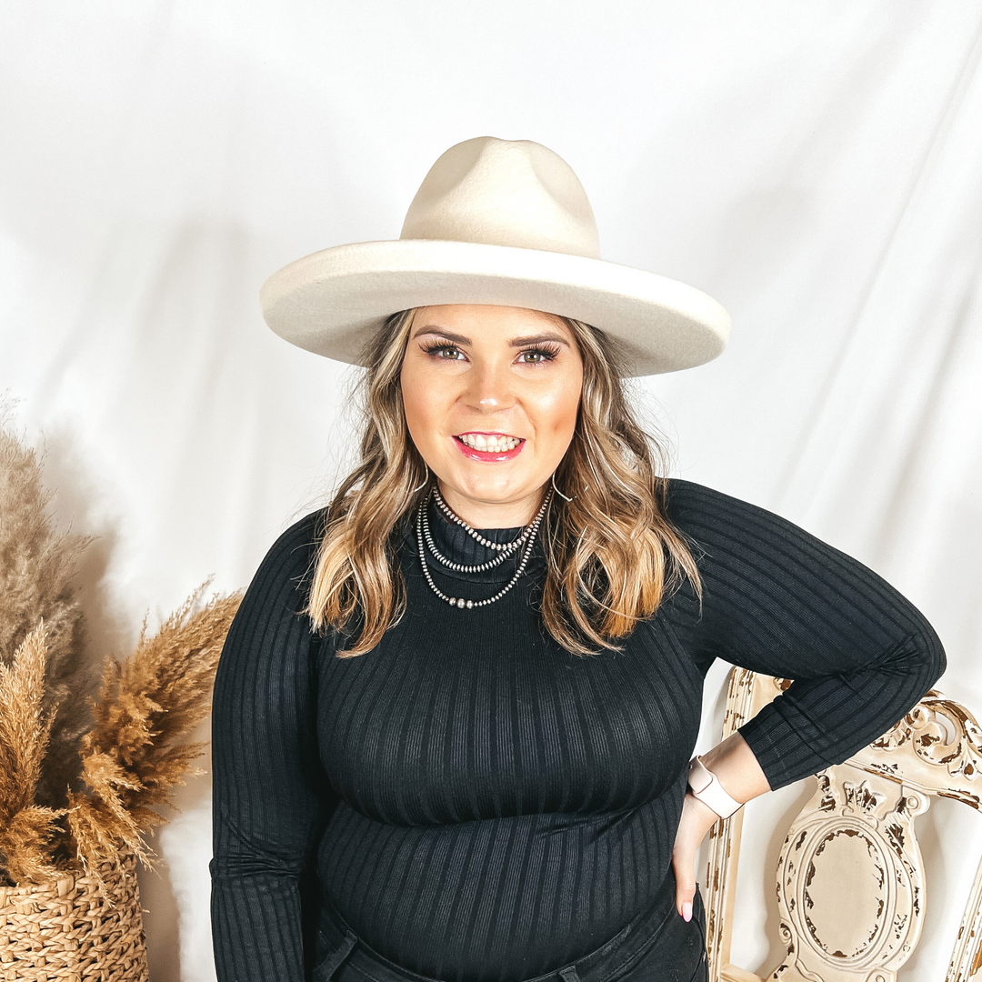 GiGi Pip | Maude Pencil Brim Wool Felt Hat in Off White - Giddy Up Glamour Boutique