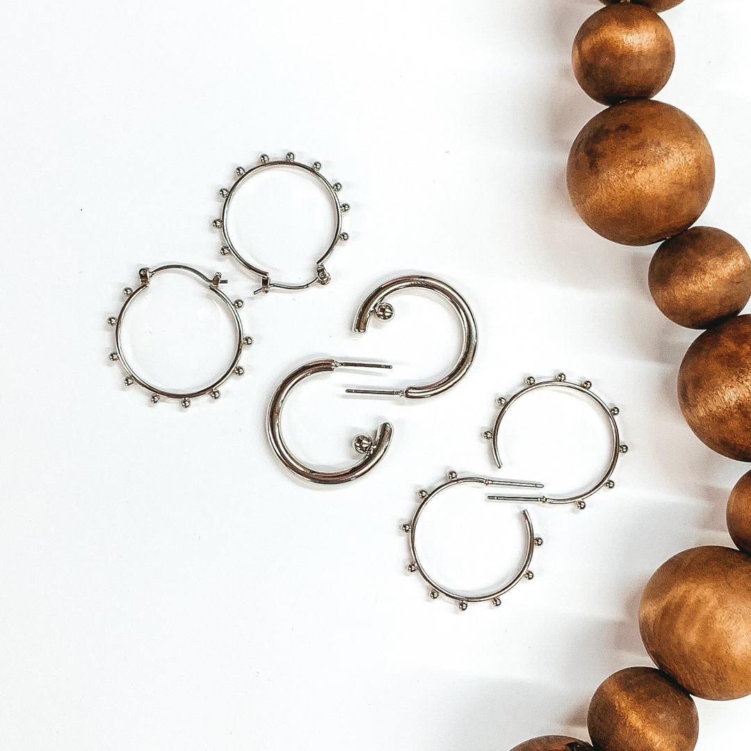 Bubbly Beauty 3 Piece Hoop Earring Set in Silver - Giddy Up Glamour Boutique