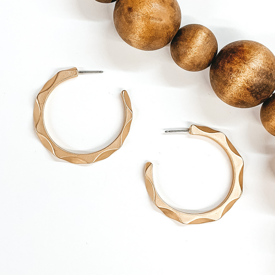 Big Wavy Hoop Earrings in Matte Gold - Giddy Up Glamour Boutique