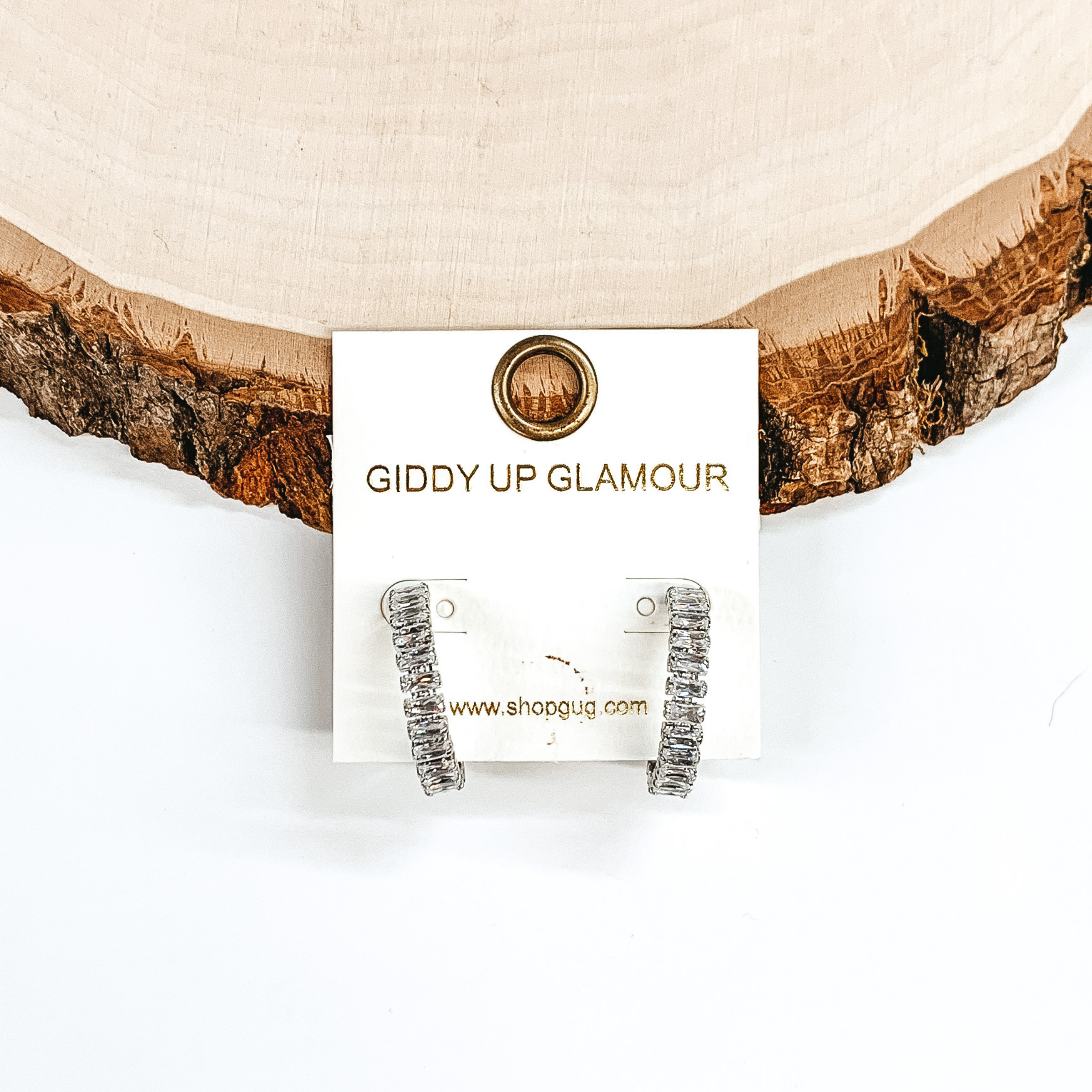 Small CZ Hoop Earrings in Silver - Giddy Up Glamour Boutique