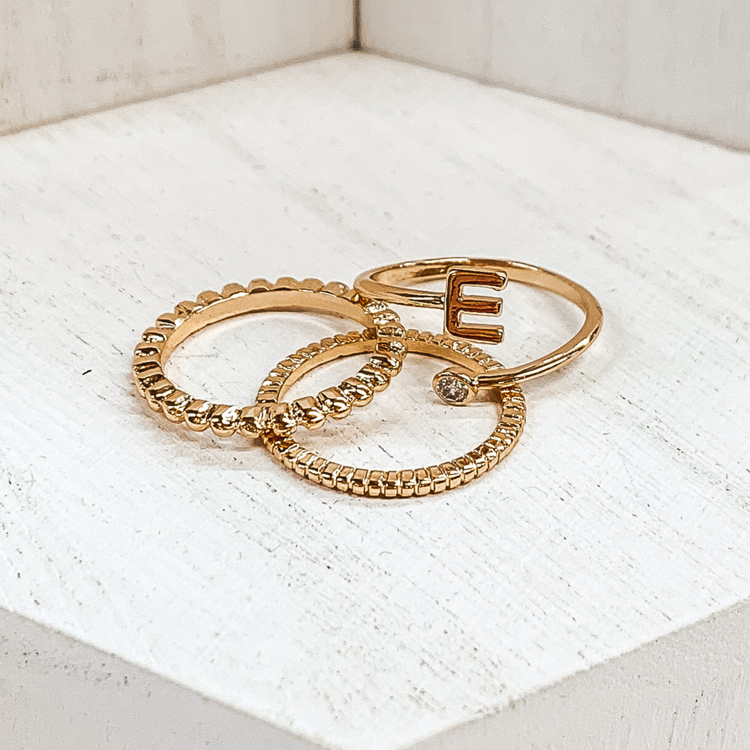Initial Ring Set in Gold Tone - Giddy Up Glamour Boutique