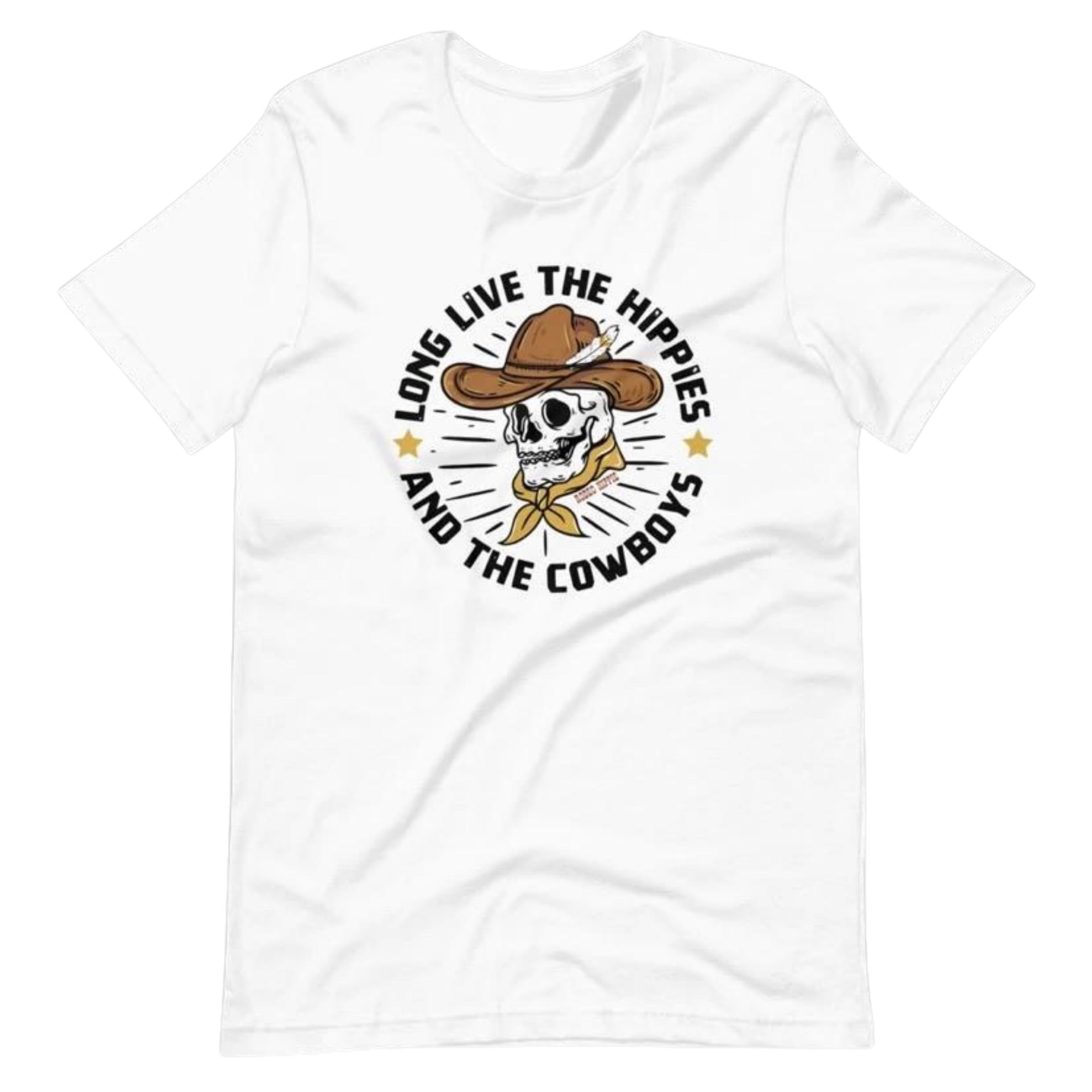 Online Exclusive | Long Live the Hippies and the Cowboys Short Sleeve Graphic Tee in White - Giddy Up Glamour Boutique