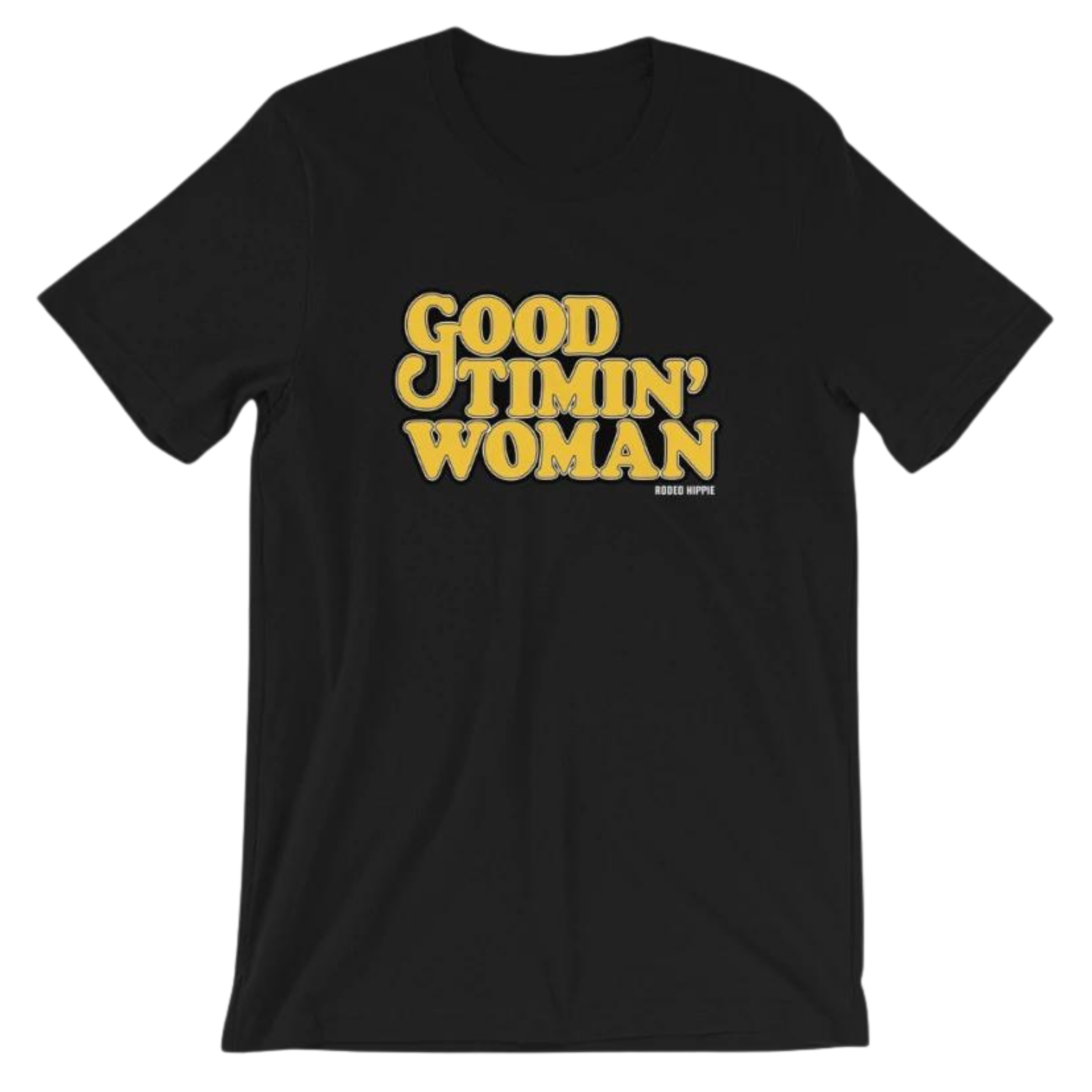 Online Exclusive | Good Timin' Woman Short Sleeve Graphic Tee in Black - Giddy Up Glamour Boutique