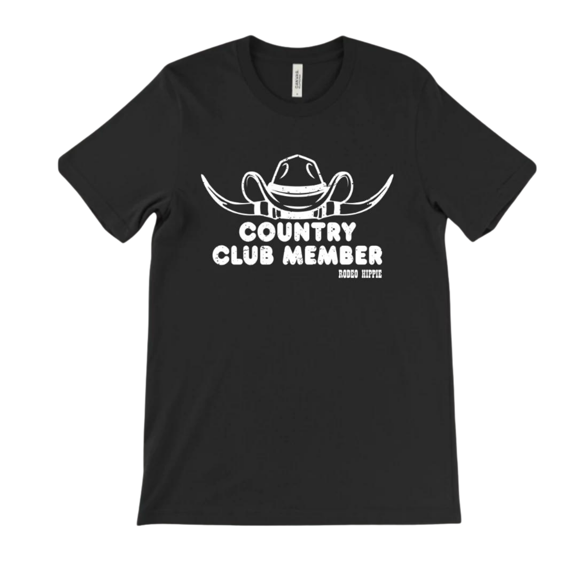 Online Exclusive |  Country Club Member Short Sleeve Graphic Tee in Black - Giddy Up Glamour Boutique