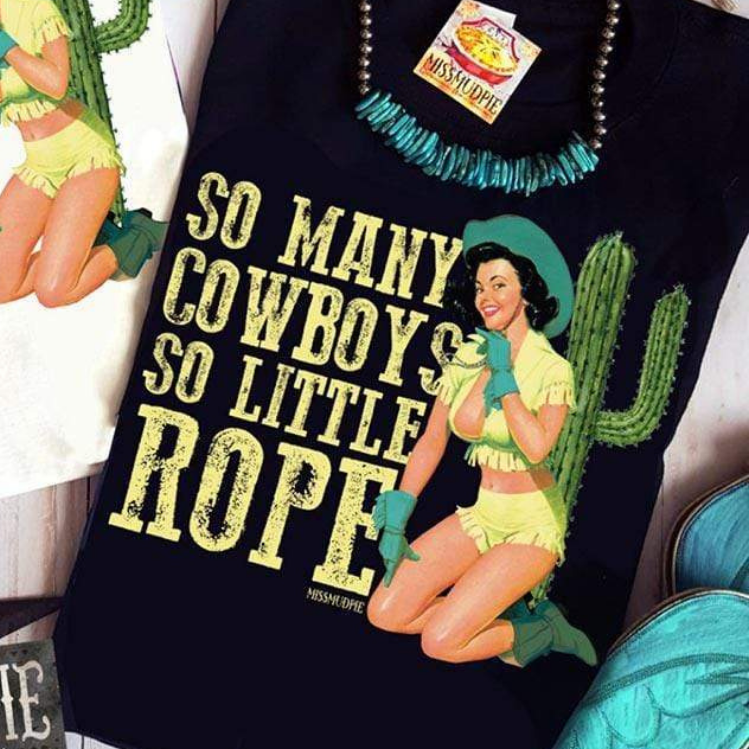 Online Exclusive | So Many Cowboys, So Little Rope Short Sleeve Graphic Tee in Black - Giddy Up Glamour Boutique