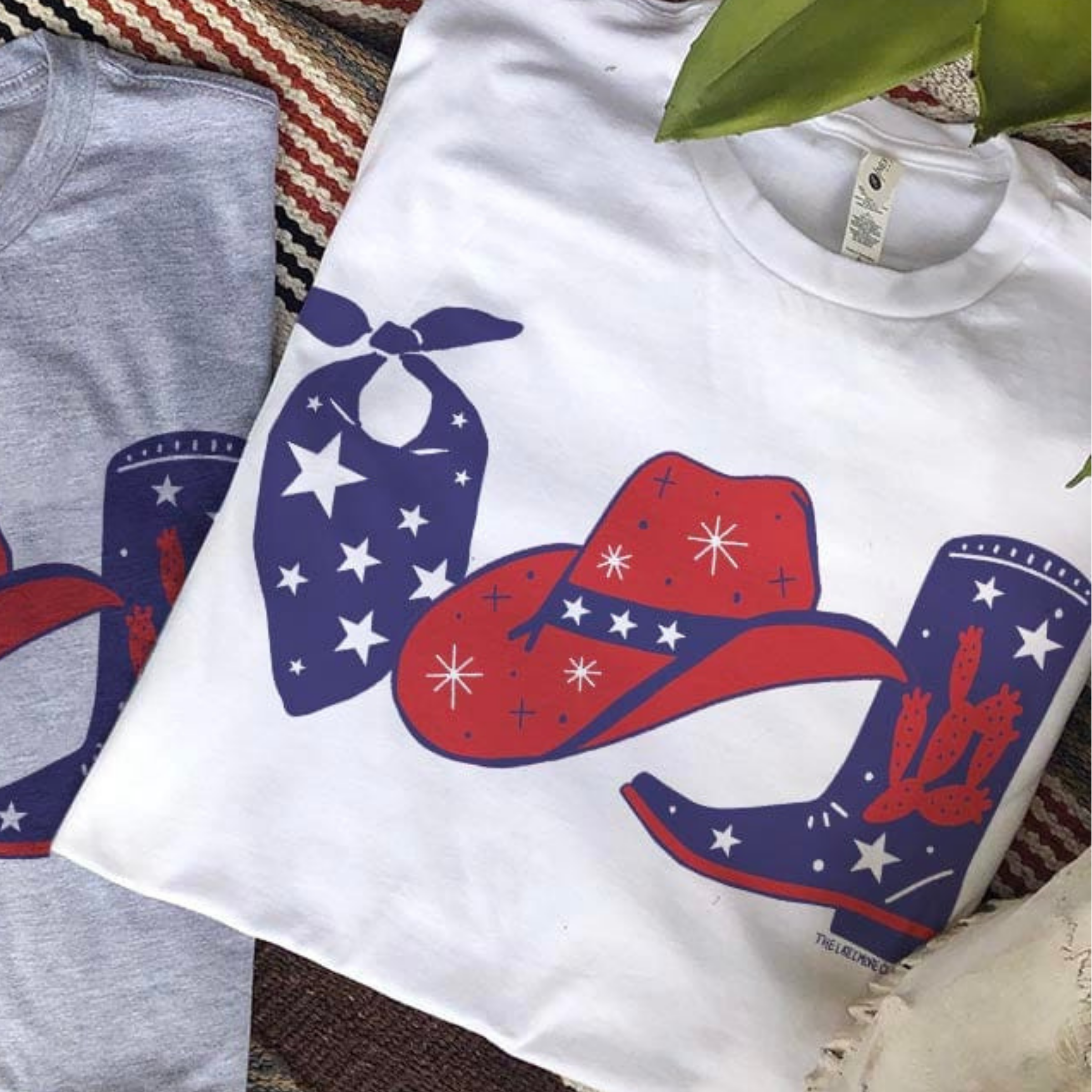 Online Exclusive | Red, White and Western Graphic Tee in White - Giddy Up Glamour Boutique