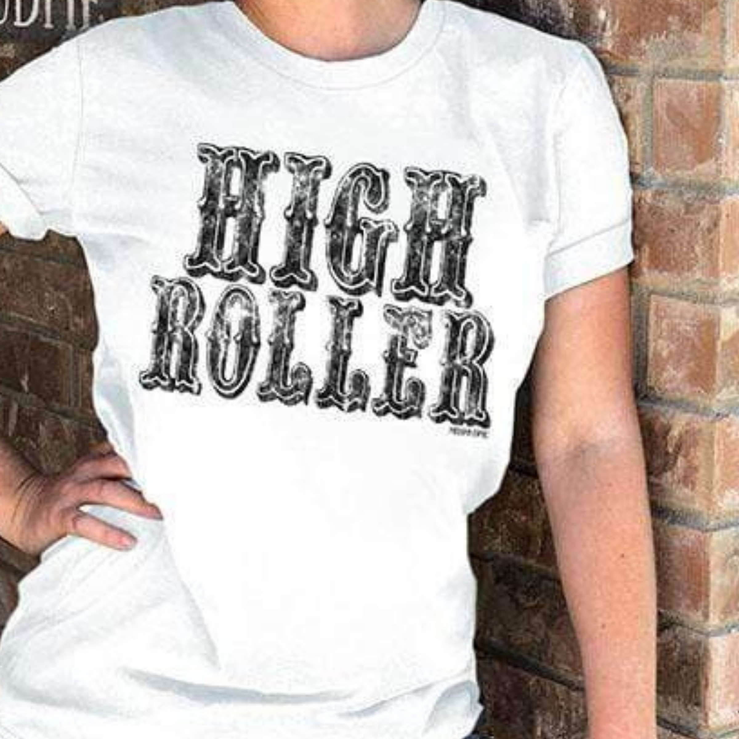 Online Exclusive | High Roller Short Sleeve Graphic Tee in White - Giddy Up Glamour Boutique