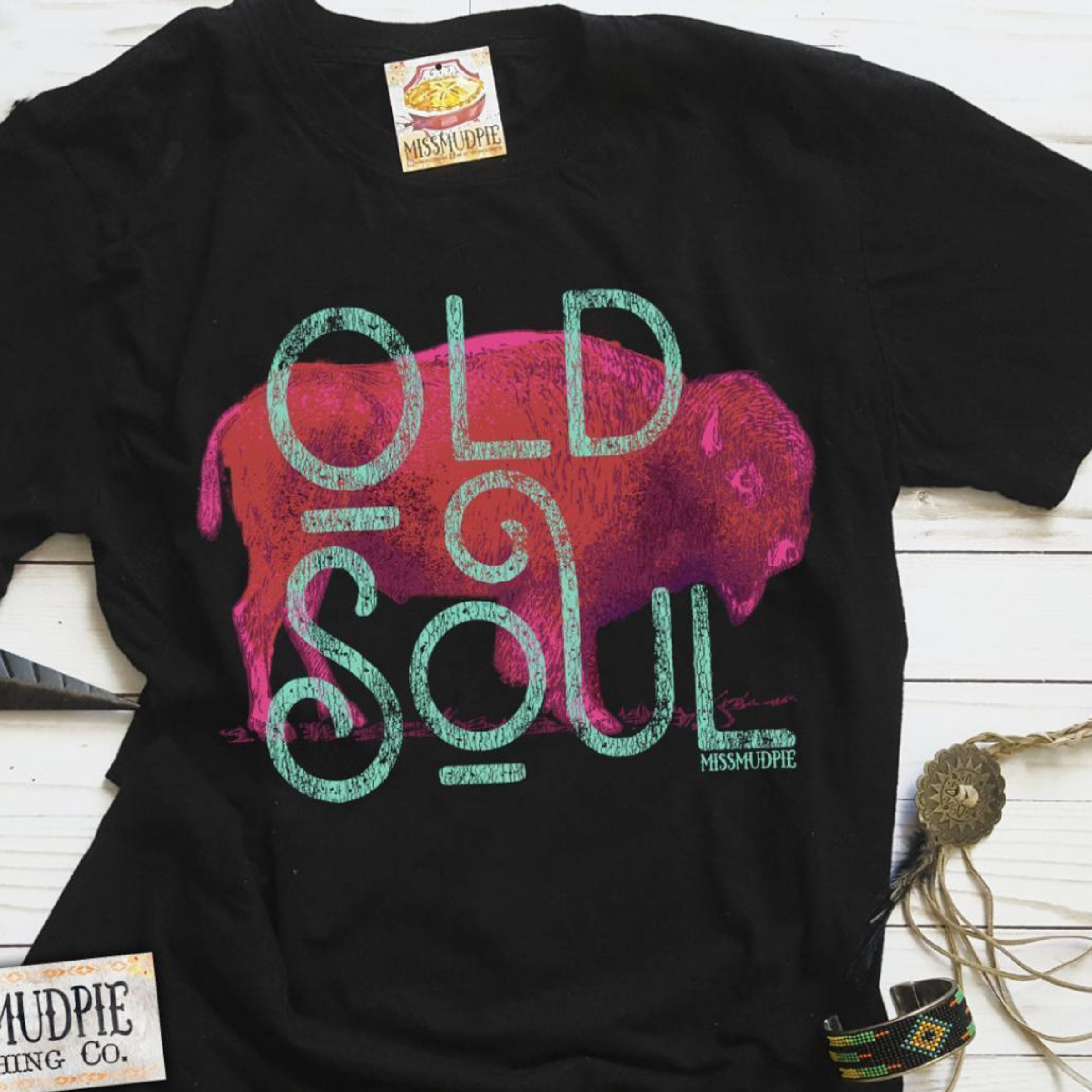 Online Exclusive | Old Soul Short Sleeve Graphic Tee in Black - Giddy Up Glamour Boutique