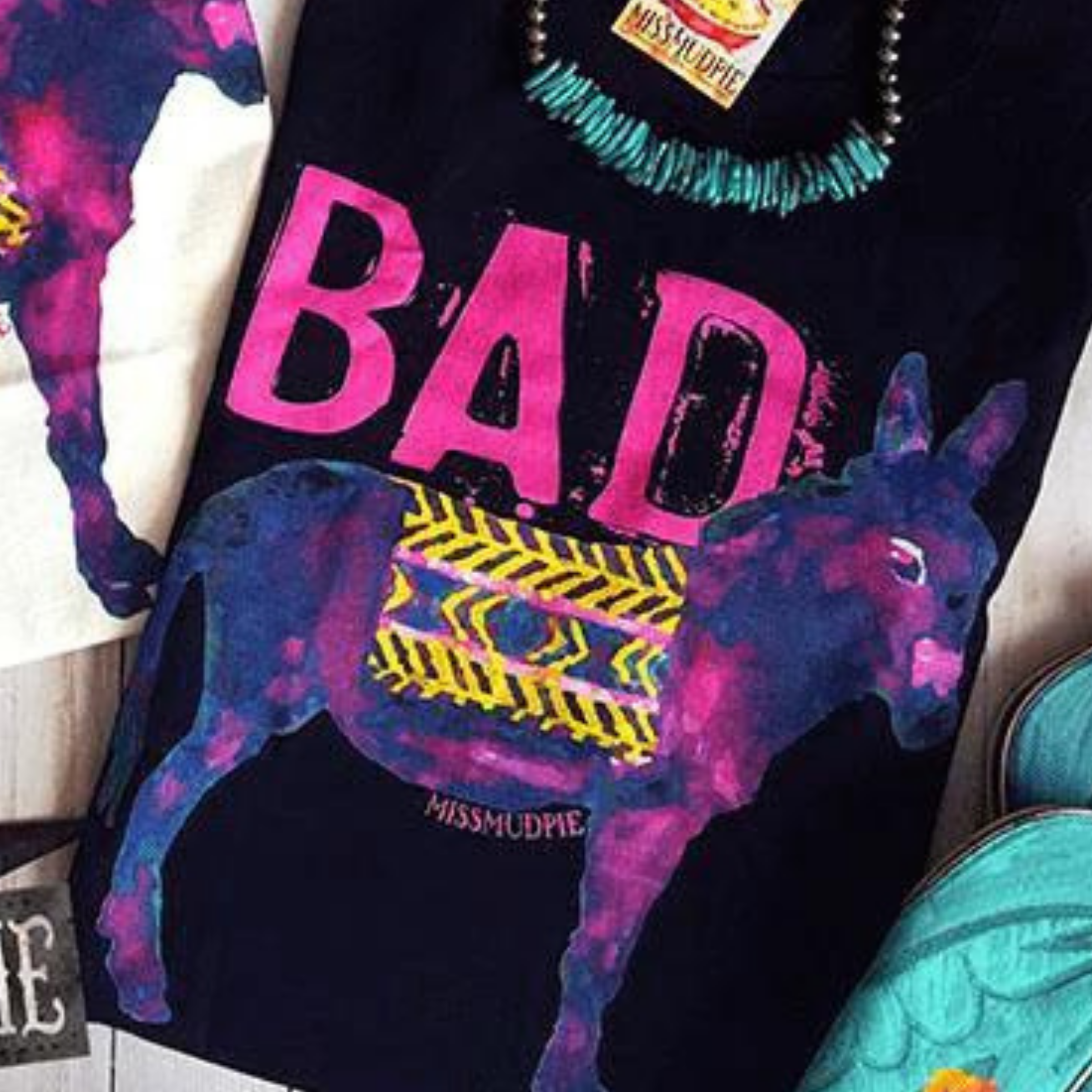 Online Exclusive | Bad Short Sleeve Donkey Graphic Tee in Black - Giddy Up Glamour Boutique