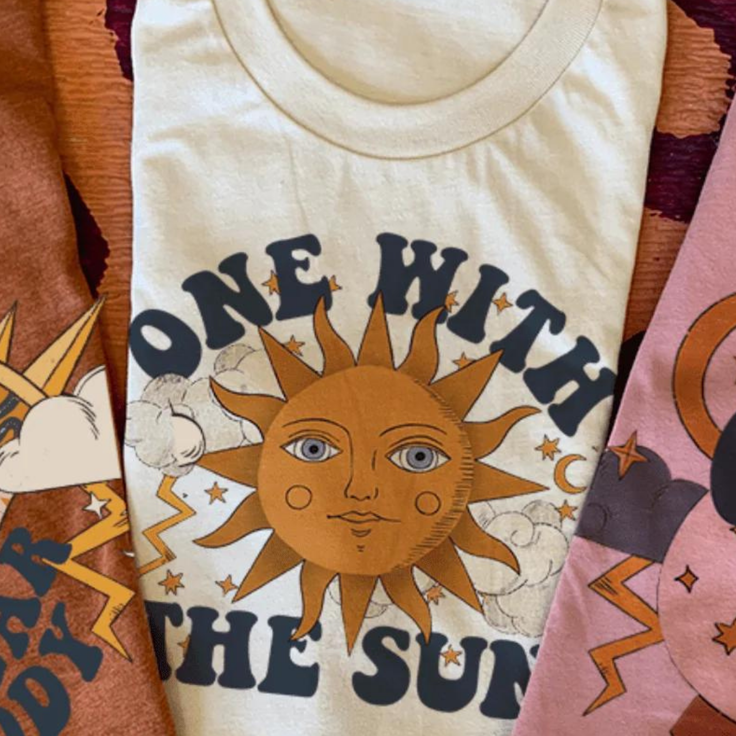 Online Exclusive | One With The Sun Celestial Graphic Tee in Cream - Giddy Up Glamour Boutique