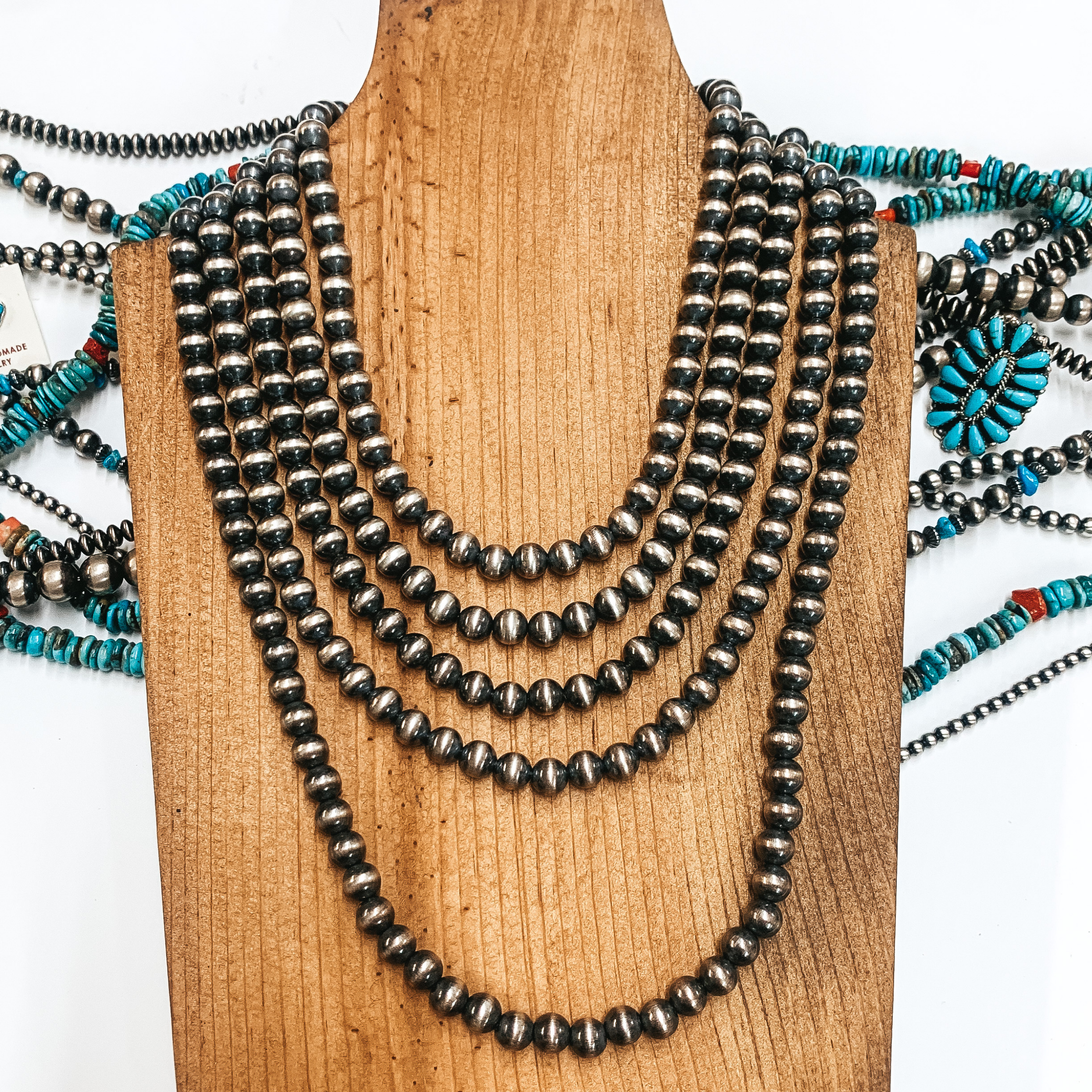 Navajo | Navajo Handmade 8mm Navajo Pearls Necklace | Varying Lengths - Giddy Up Glamour Boutique