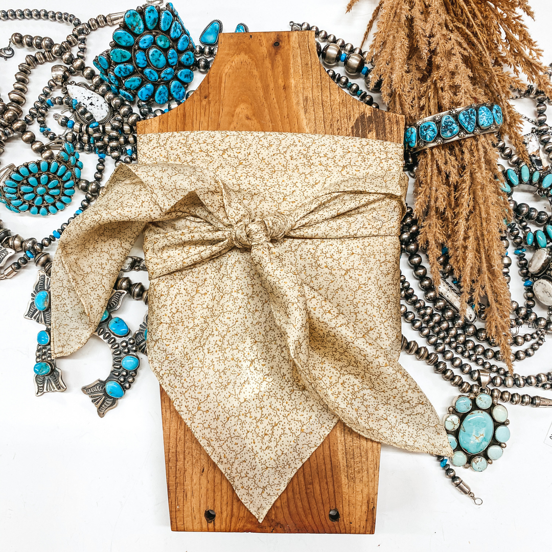 Calico Vine Wild Rag in Beige - Giddy Up Glamour Boutique