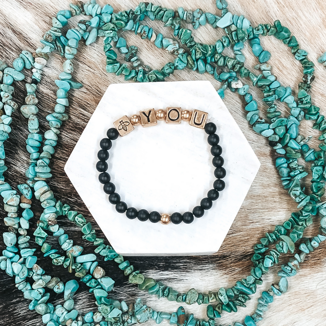 Just Bee You Bracelet in Black - Giddy Up Glamour Boutique