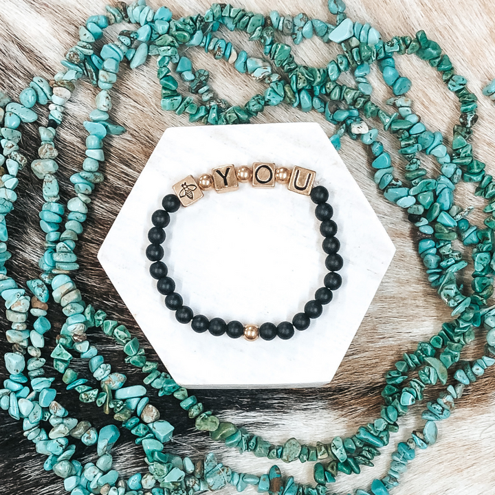 Just Bee You Bracelet in Black - Giddy Up Glamour Boutique
