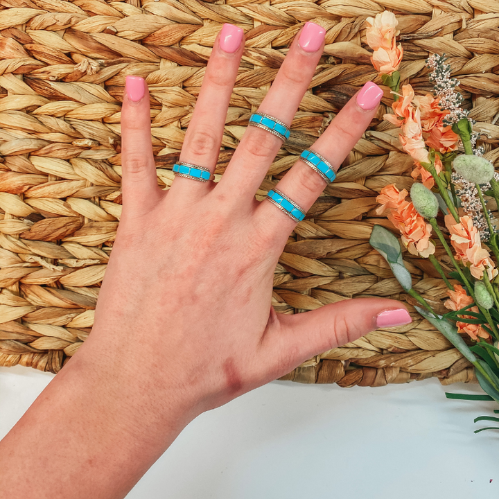 Various Artists | Zuni Handmade Sterling Silver Ring with Turquoise Inlay - Giddy Up Glamour Boutique