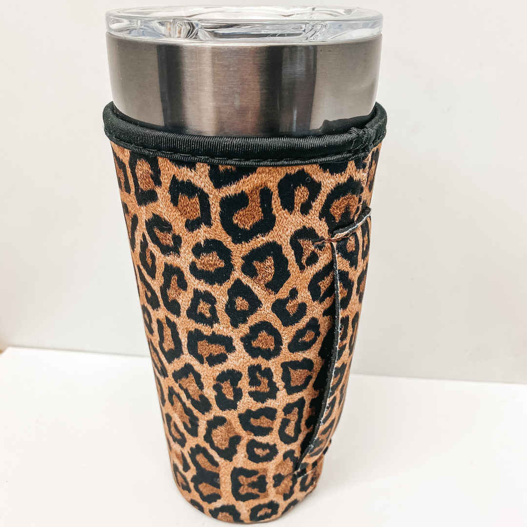 Tumbler Drink Sleeve in Leopard Print - Giddy Up Glamour Boutique