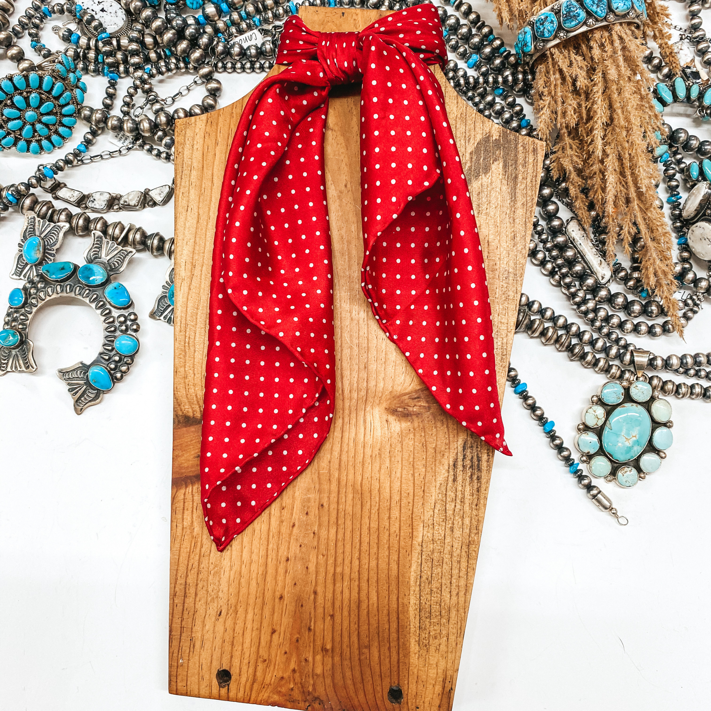 Mini Cowboy Polka Dot Wild Rag in Red - Giddy Up Glamour Boutique