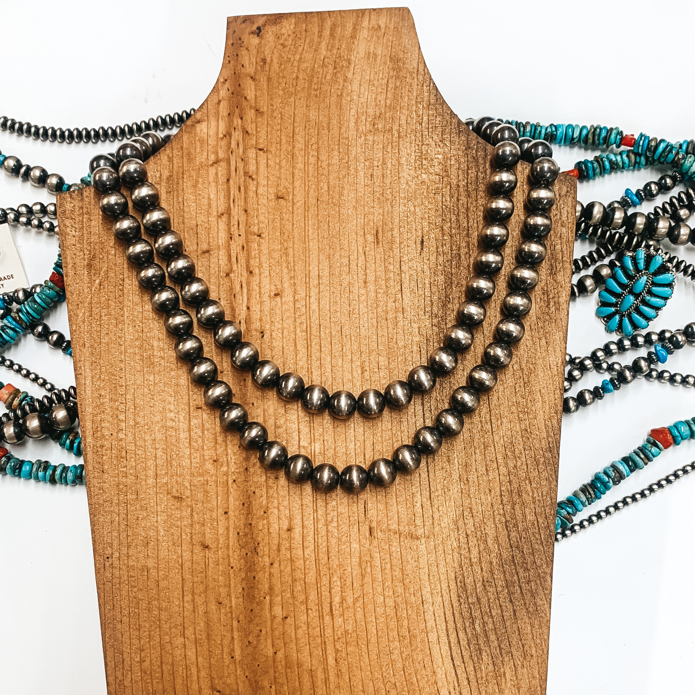 Navajo | Navajo Handmade 10 mm Navajo Pearls Necklace | Varying Lengths - Giddy Up Glamour Boutique