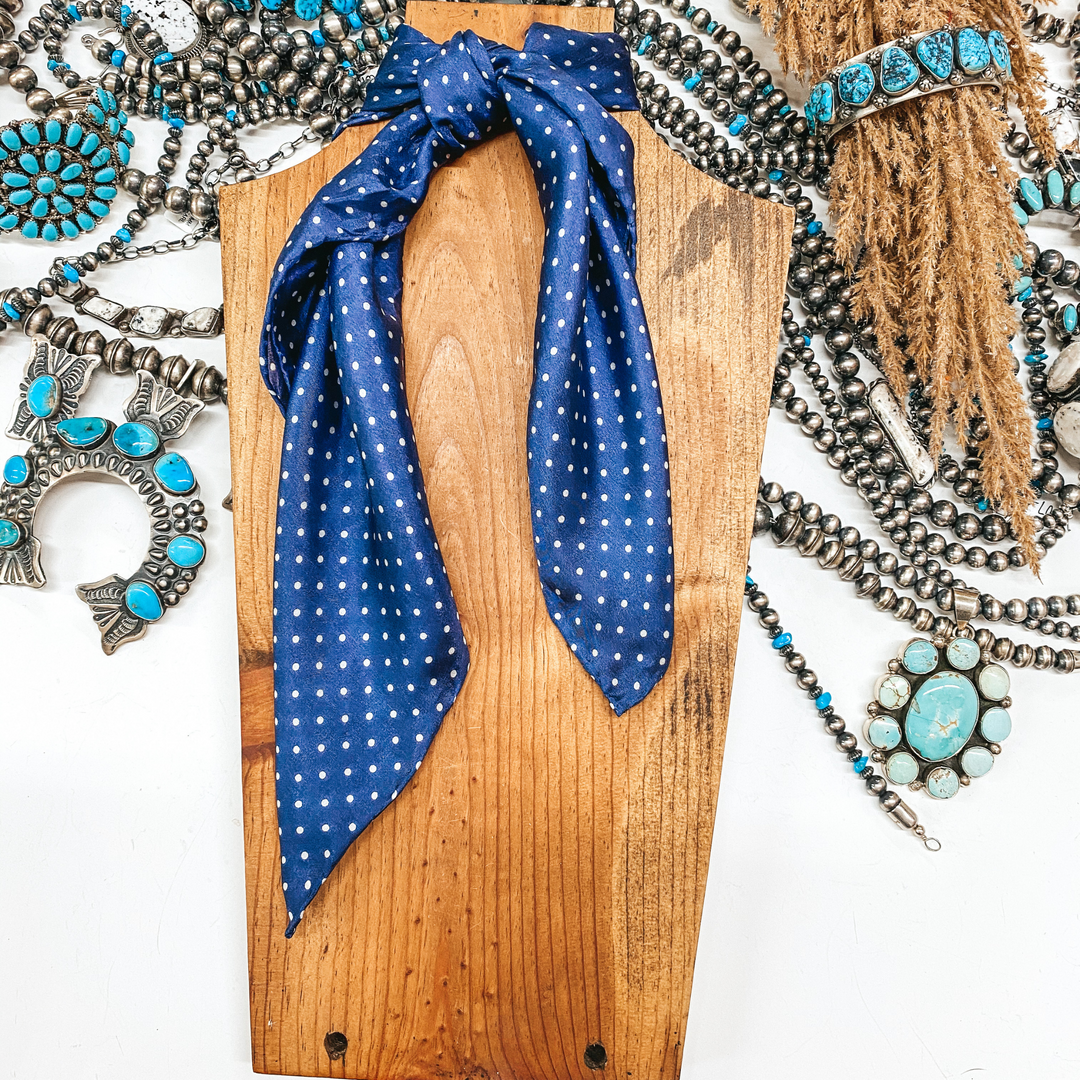 Mini Cowboy Polka Dot Wild Rag in Navy - Giddy Up Glamour Boutique