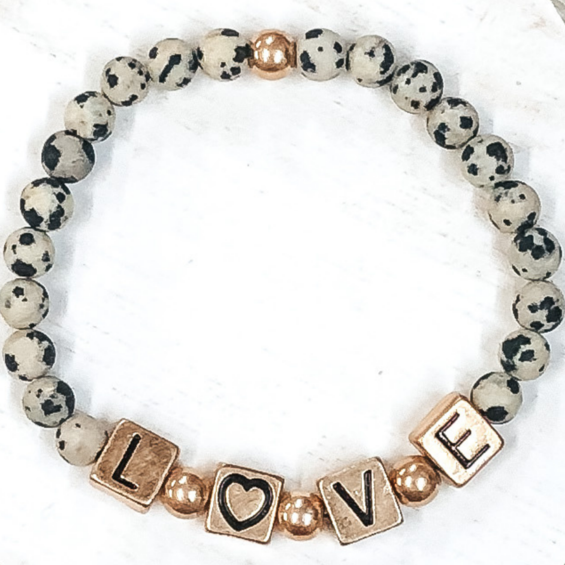 Love Yourself Bracelet in Ivory/Black - Giddy Up Glamour Boutique